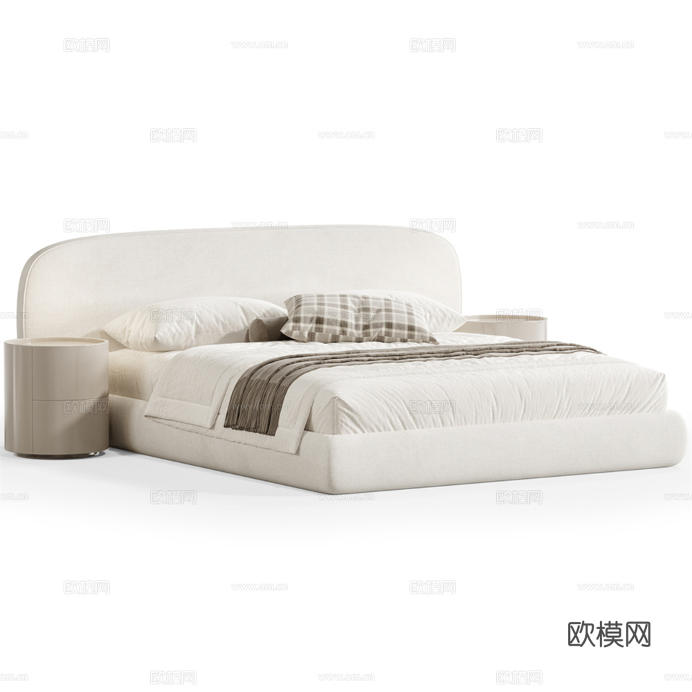 Molina双人床3d模型下载（渲染图2）