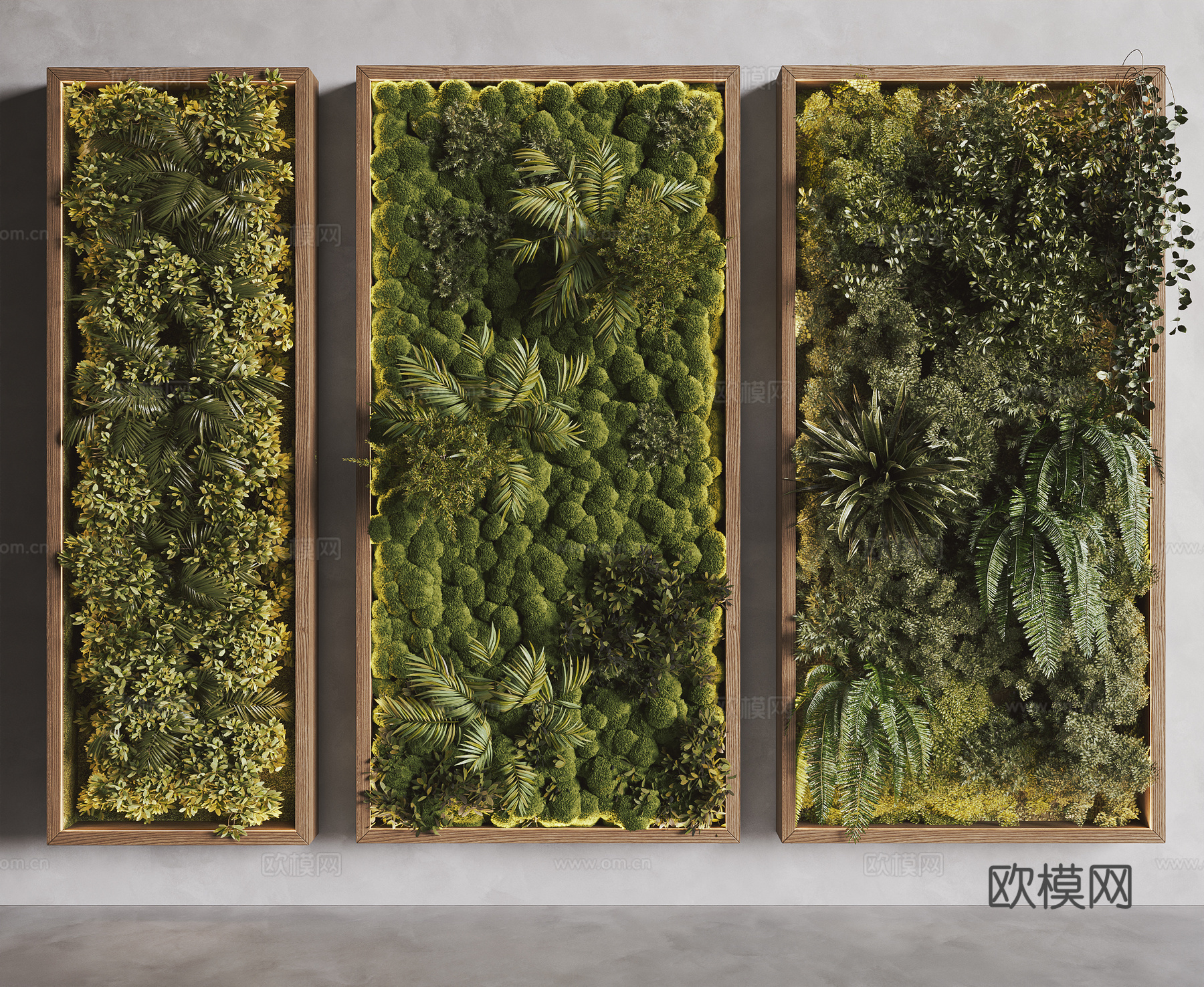 现代绿植墙 垂直绿化墙 植物墙 苔藓墙 装饰墙 文化墙su模型下载（渲染图1）