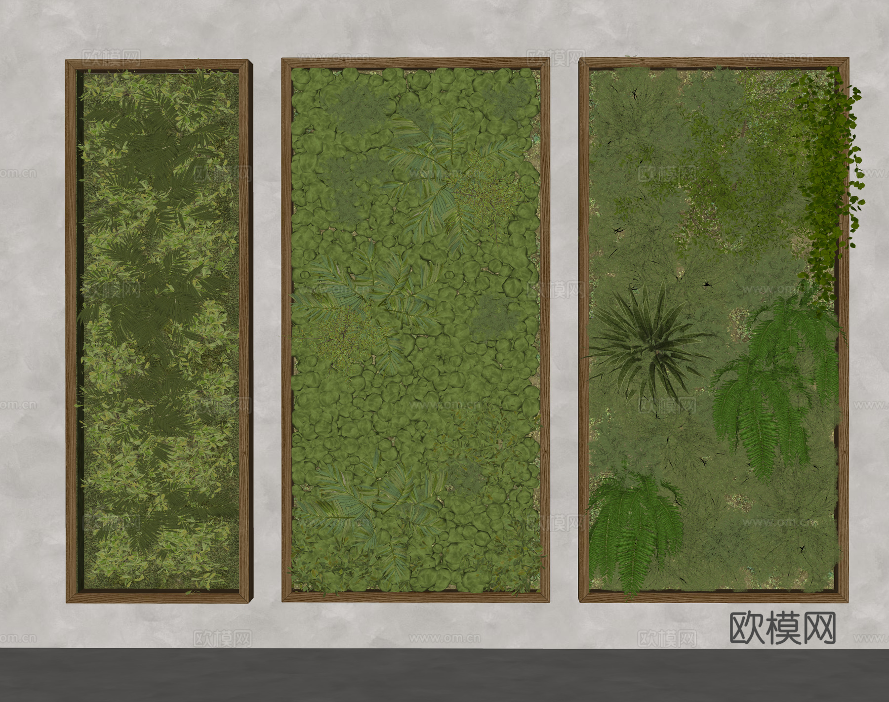 现代绿植墙 垂直绿化墙 植物墙 苔藓墙 装饰墙 文化墙su模型下载（渲染图2）