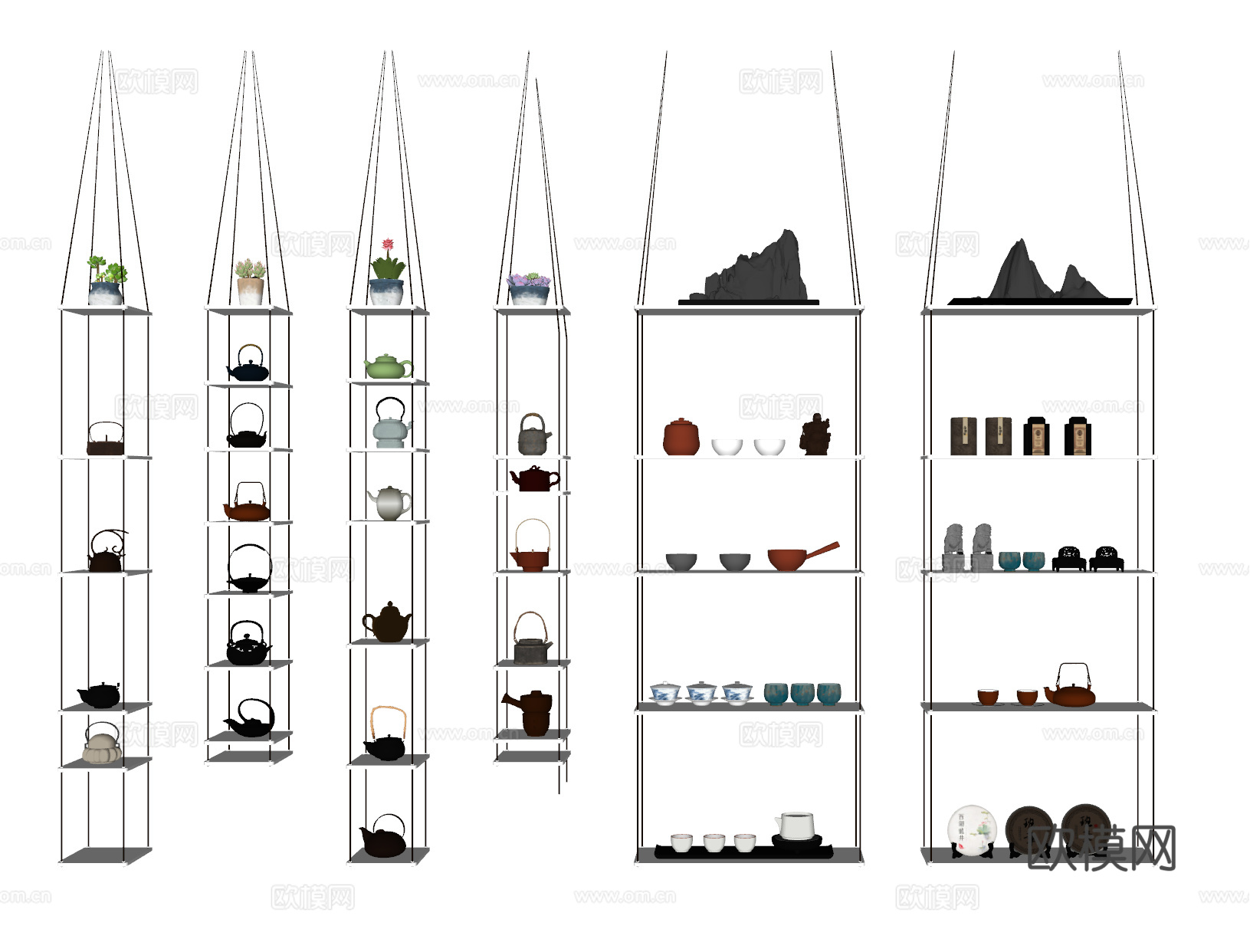 新中式茶壶 茶室挂件 茶壶 墙饰挂件su模型下载（渲染图1）