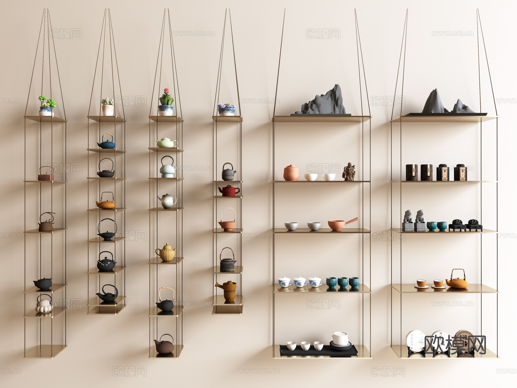 新中式茶壶 茶室挂件 茶壶 墙饰挂件su模型下载（渲染图2）