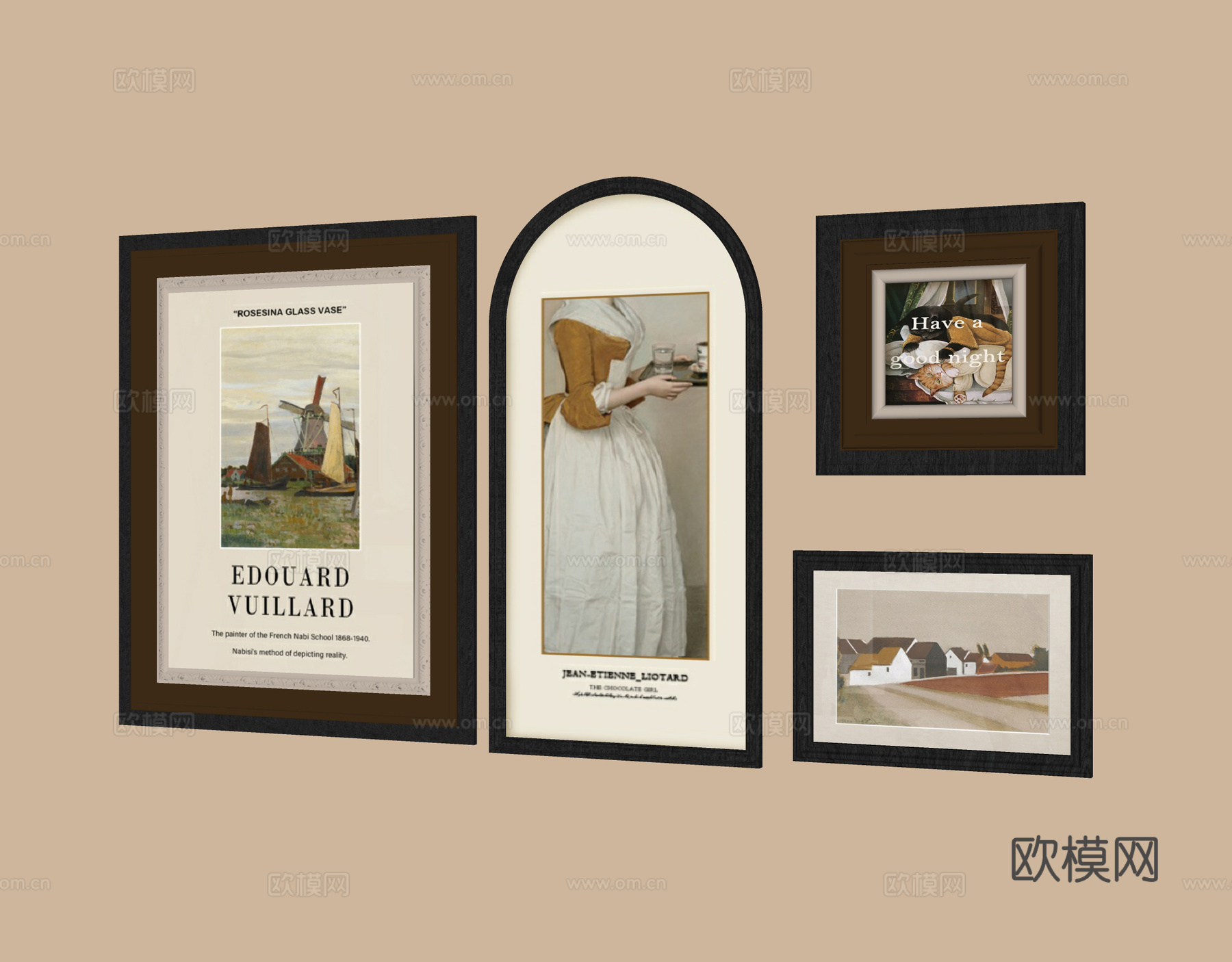 法式床头挂画 挂画 装饰画su模型下载（渲染图1）