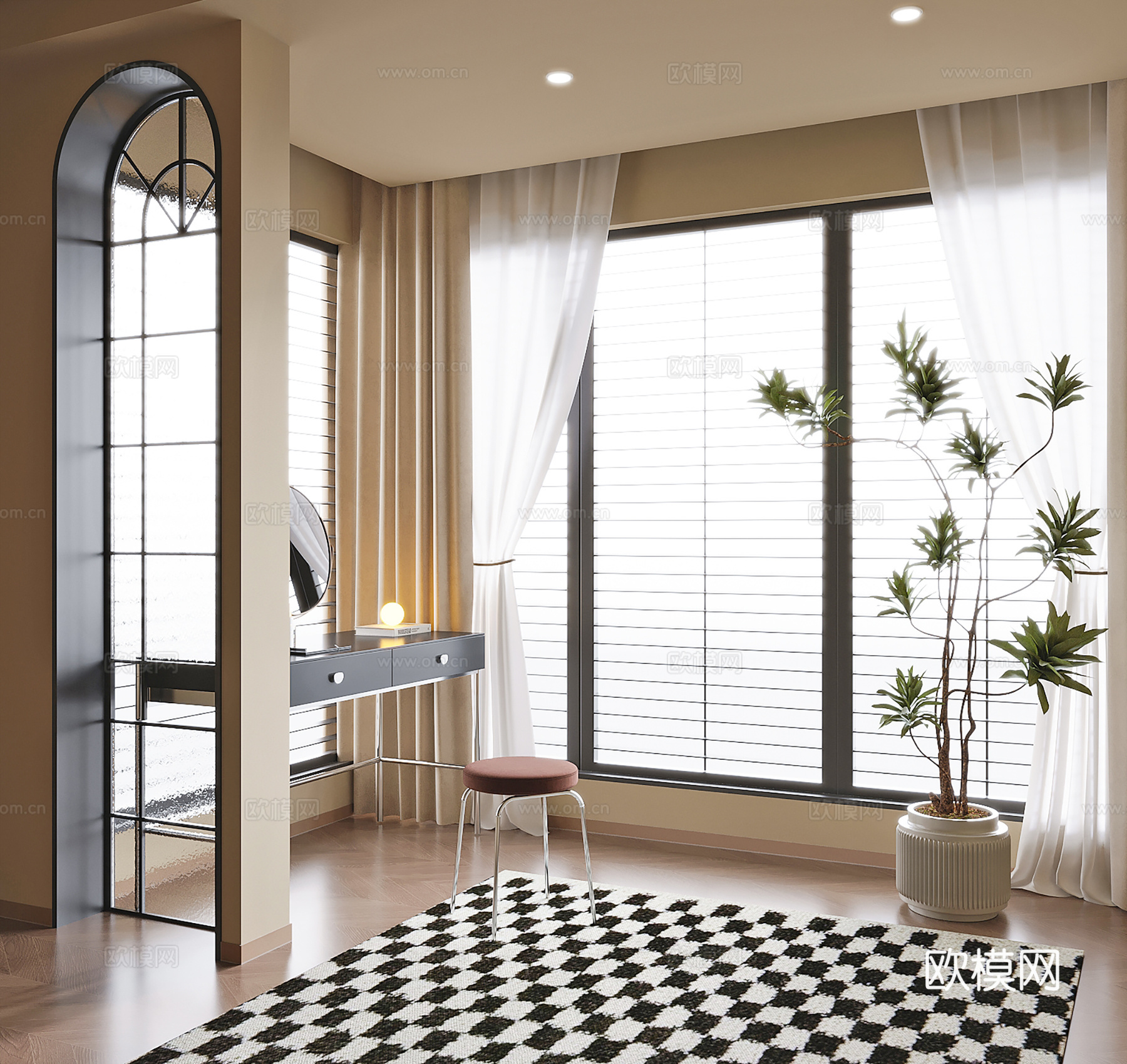 法式梳妆台3d模型下载