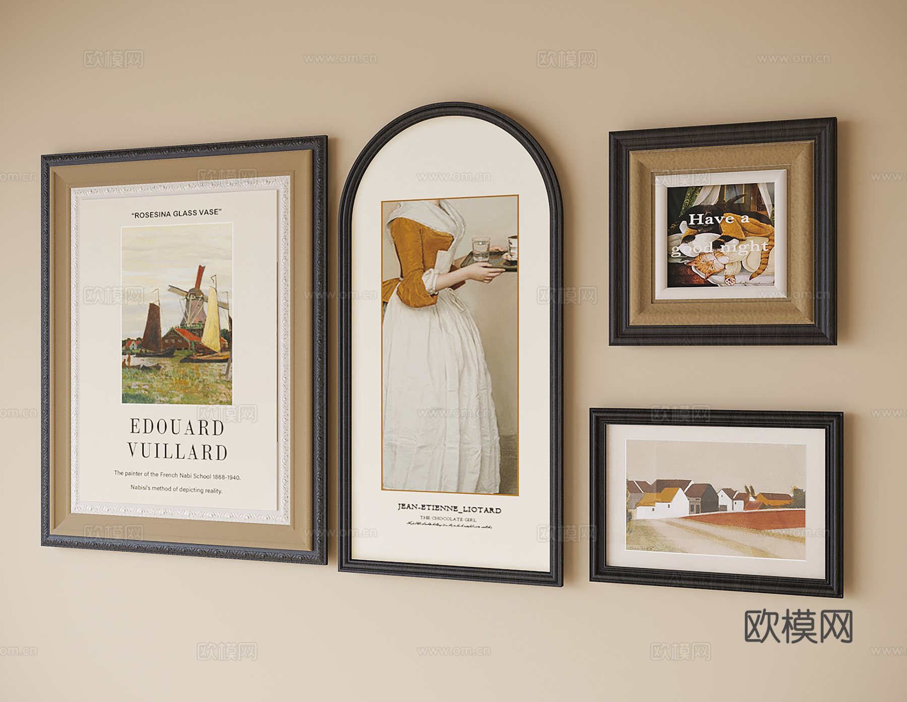 法式床头挂画 挂画 装饰画su模型下载（渲染图2）