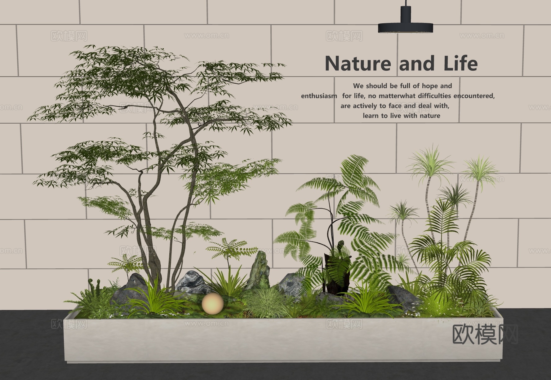 现代室内景观 庭院景观 植物堆su模型