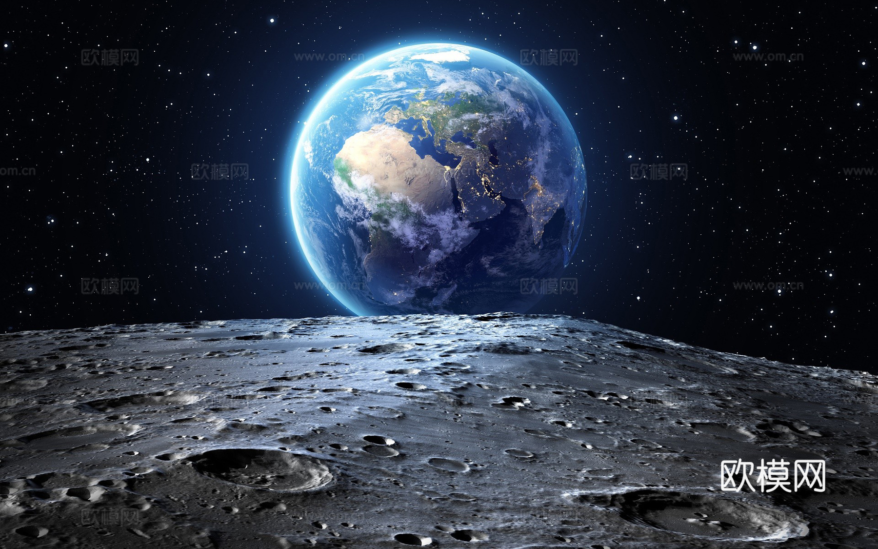 星空 地球 月球表面 陨石坑 窗外景下载