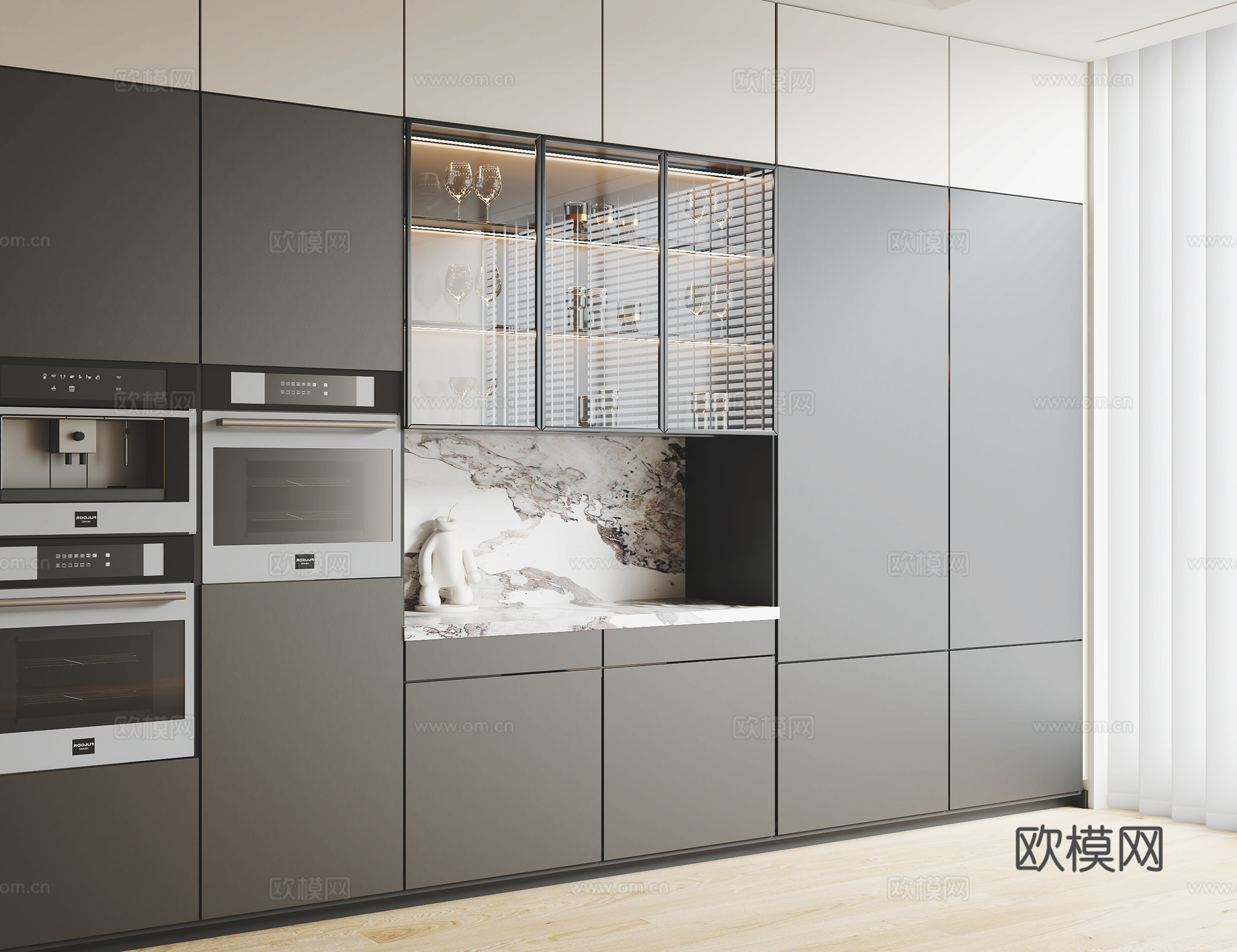 现代餐边柜3d模型下载