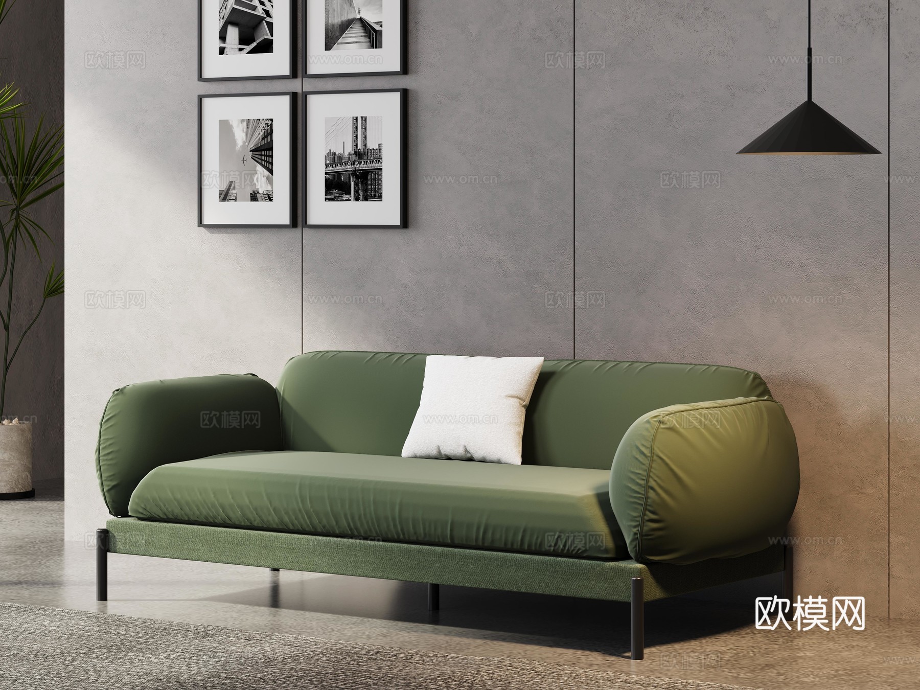现代双人沙发3d模型下载（渲染图2）