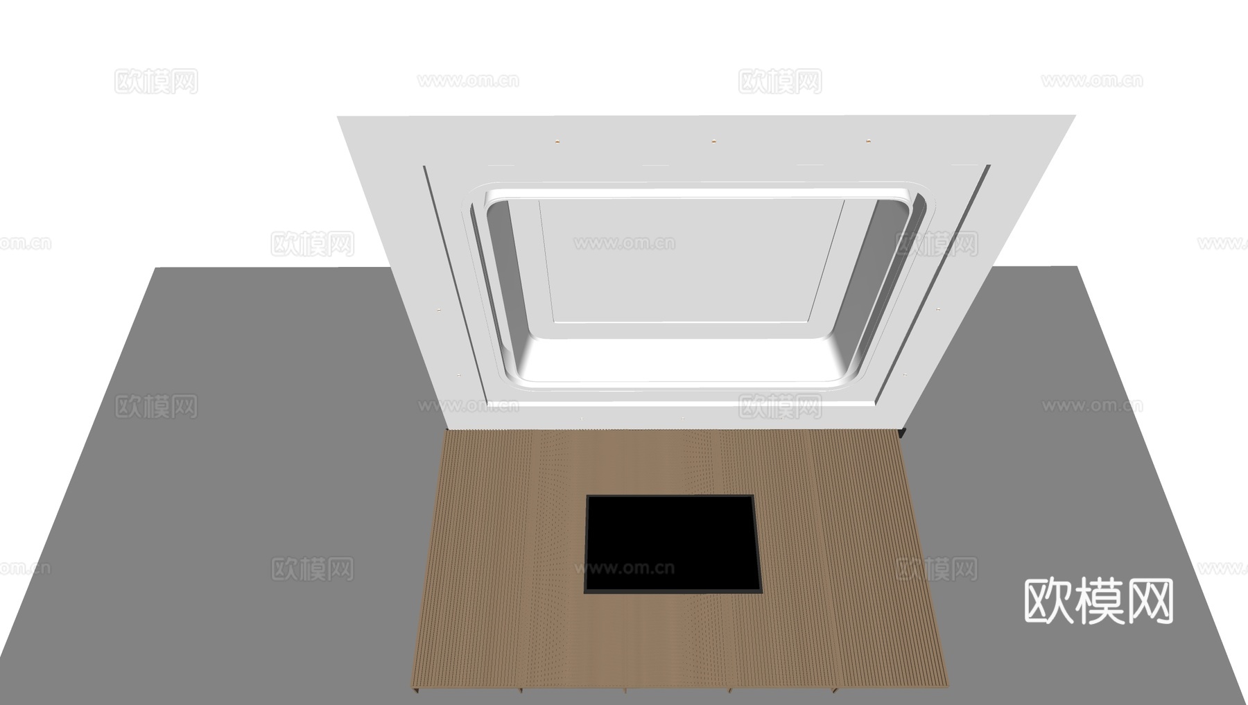 现代方形天花吊顶 格栅电视背景墙su模型