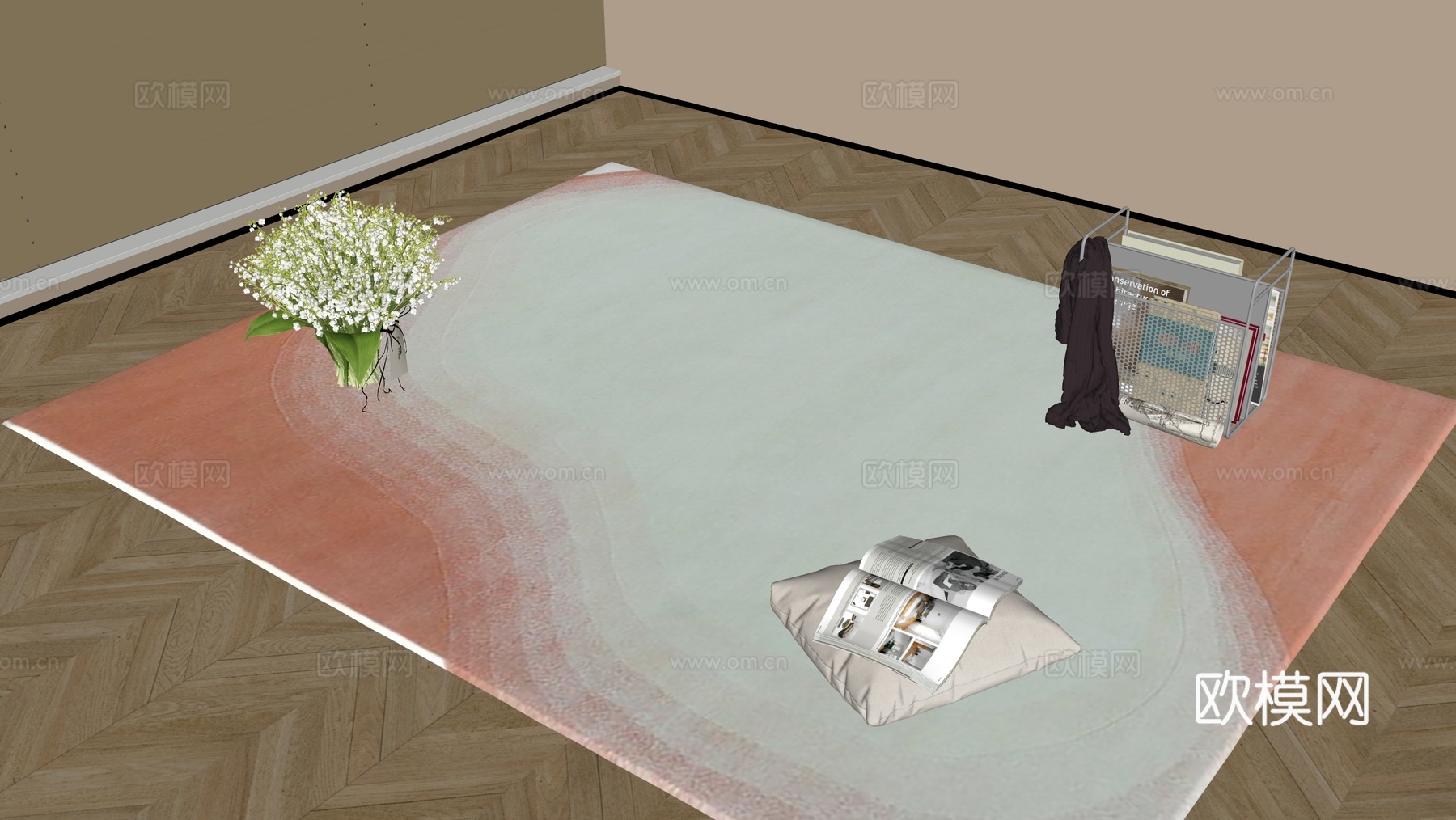 现代地毯su模型下载（渲染图1）