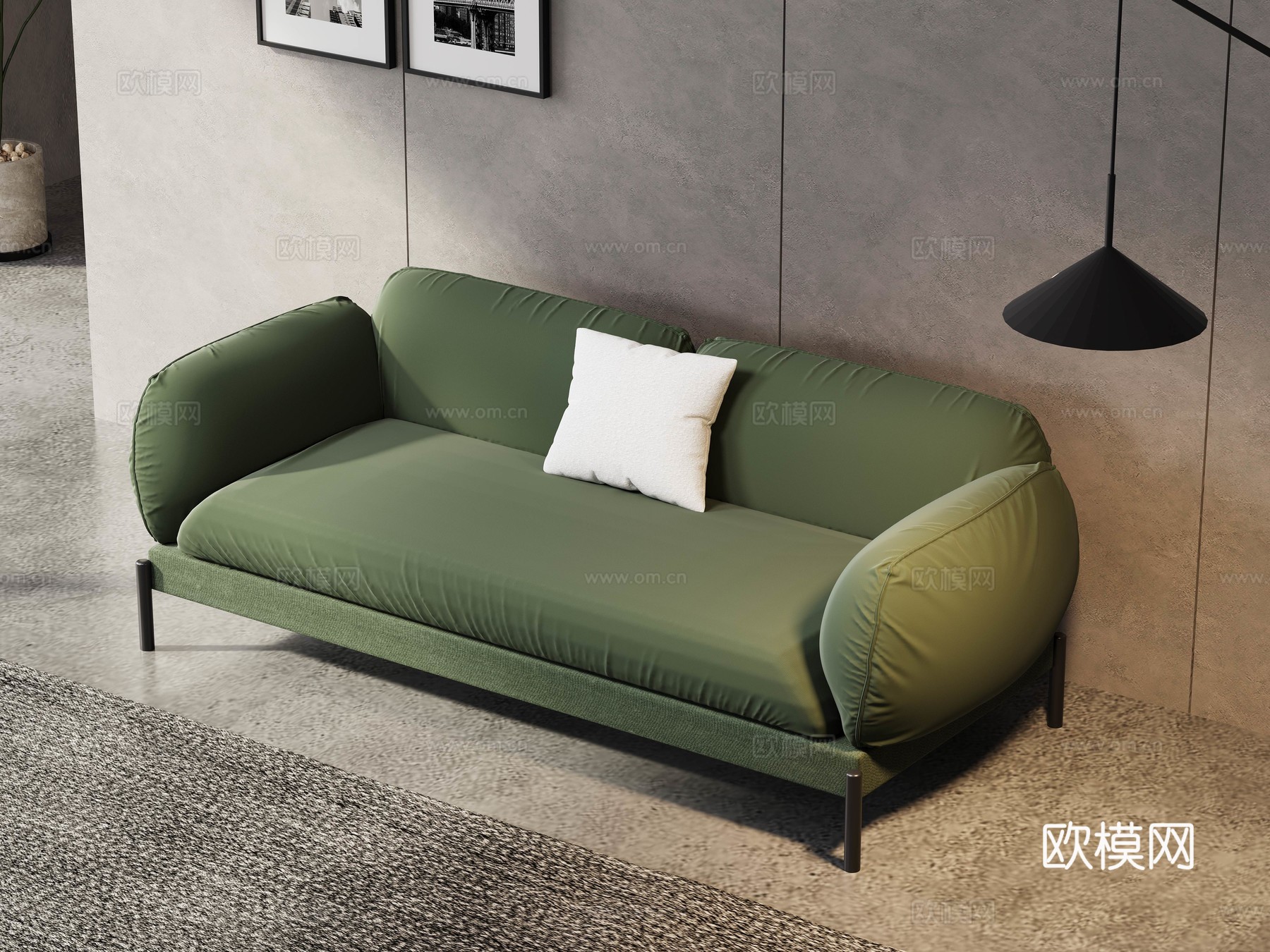 现代双人沙发3d模型下载（渲染图1）