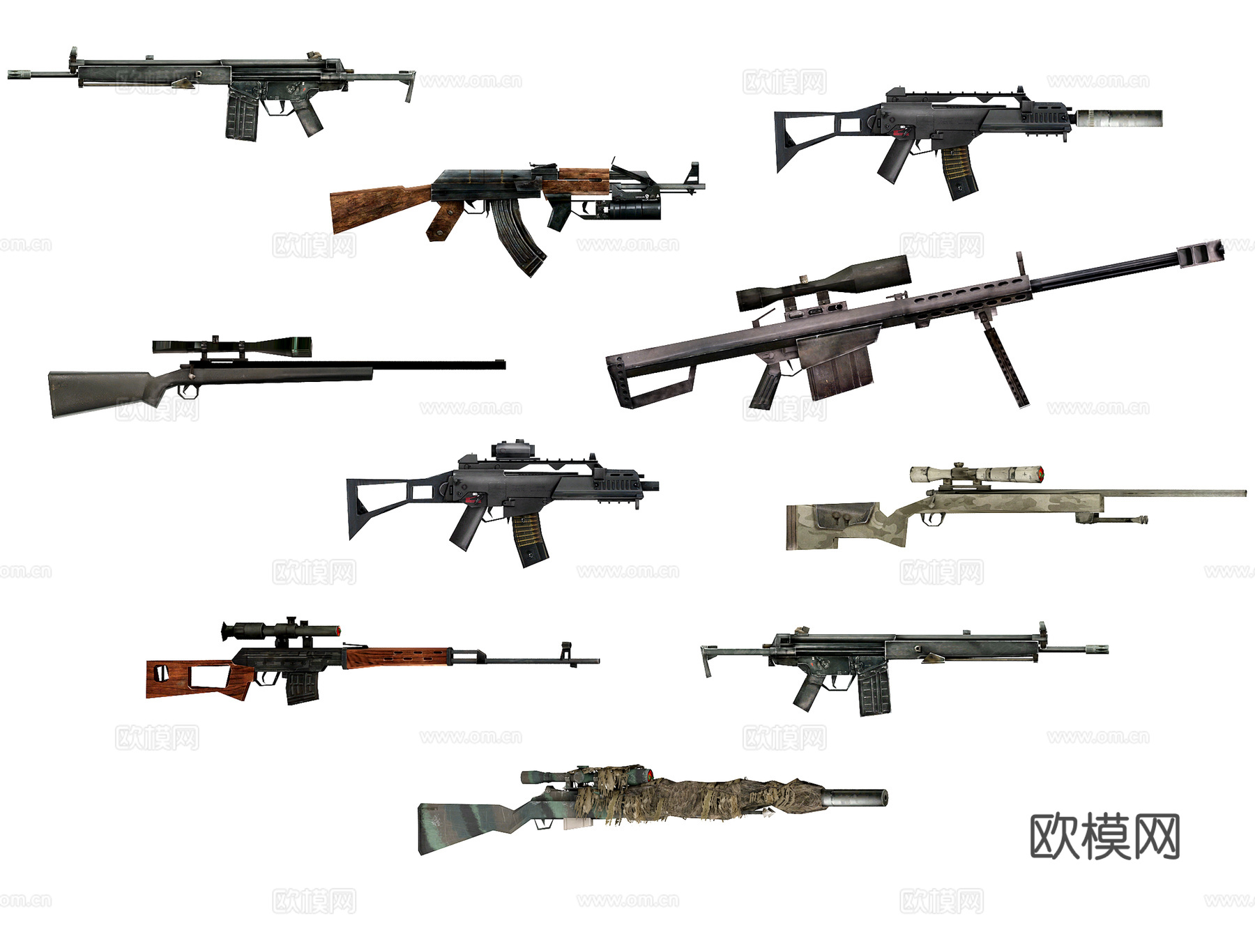武器 兵器 手枪 冲锋枪 狙击枪su模型下载（渲染图2）