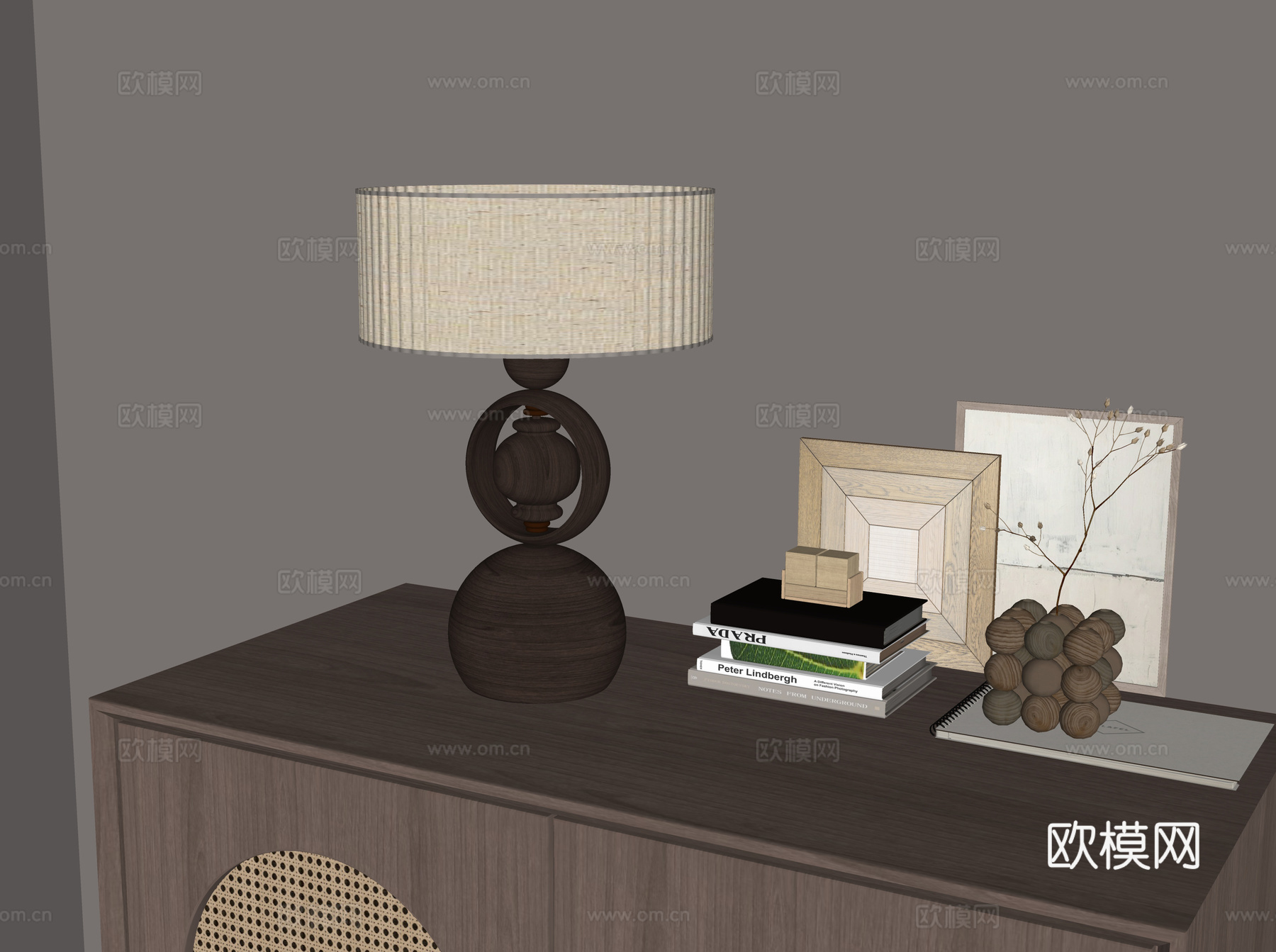 中古风台灯su模型下载（渲染图1）