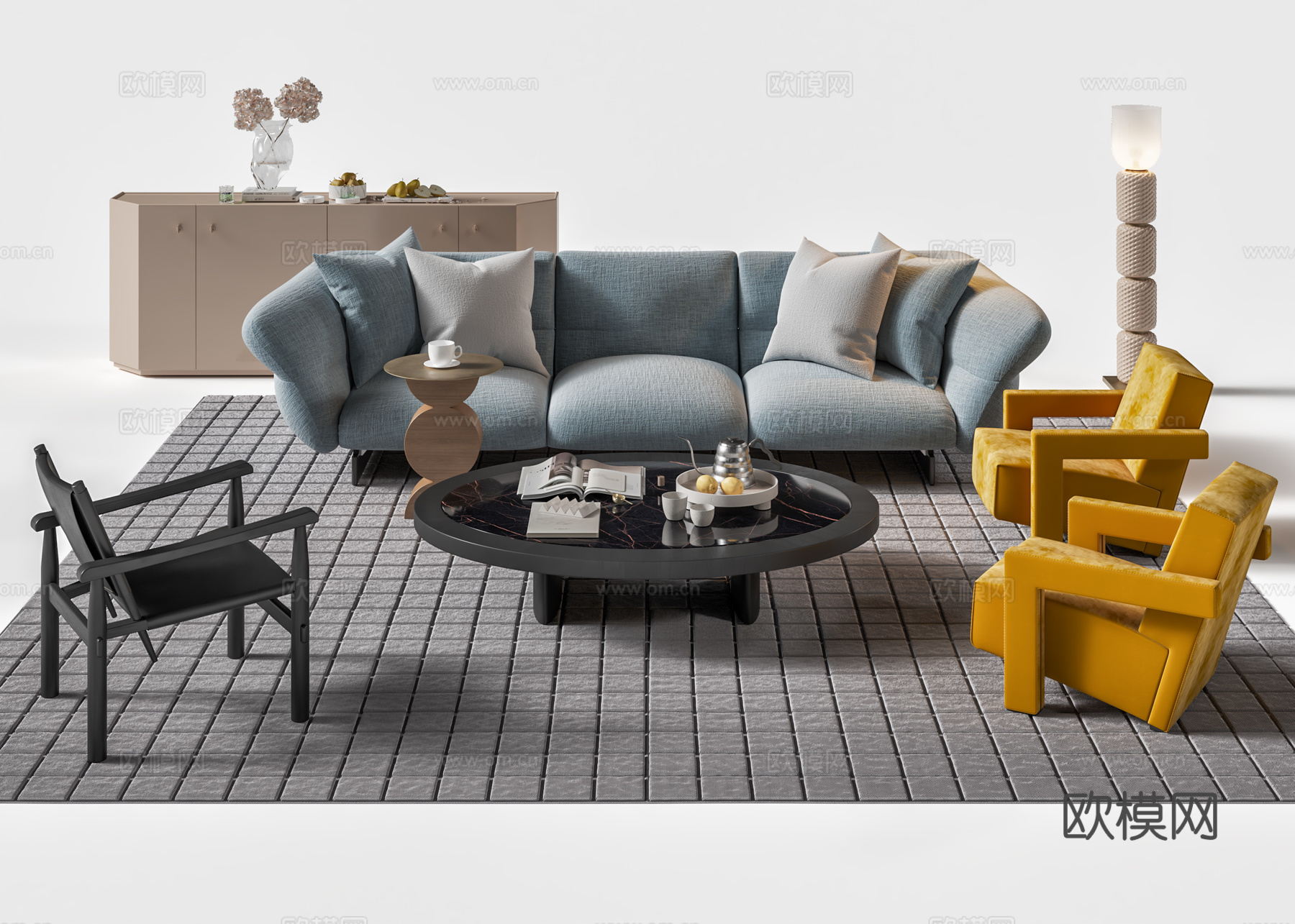 Cassina Moncloud 现代沙发 茶几 组合沙发3d模型