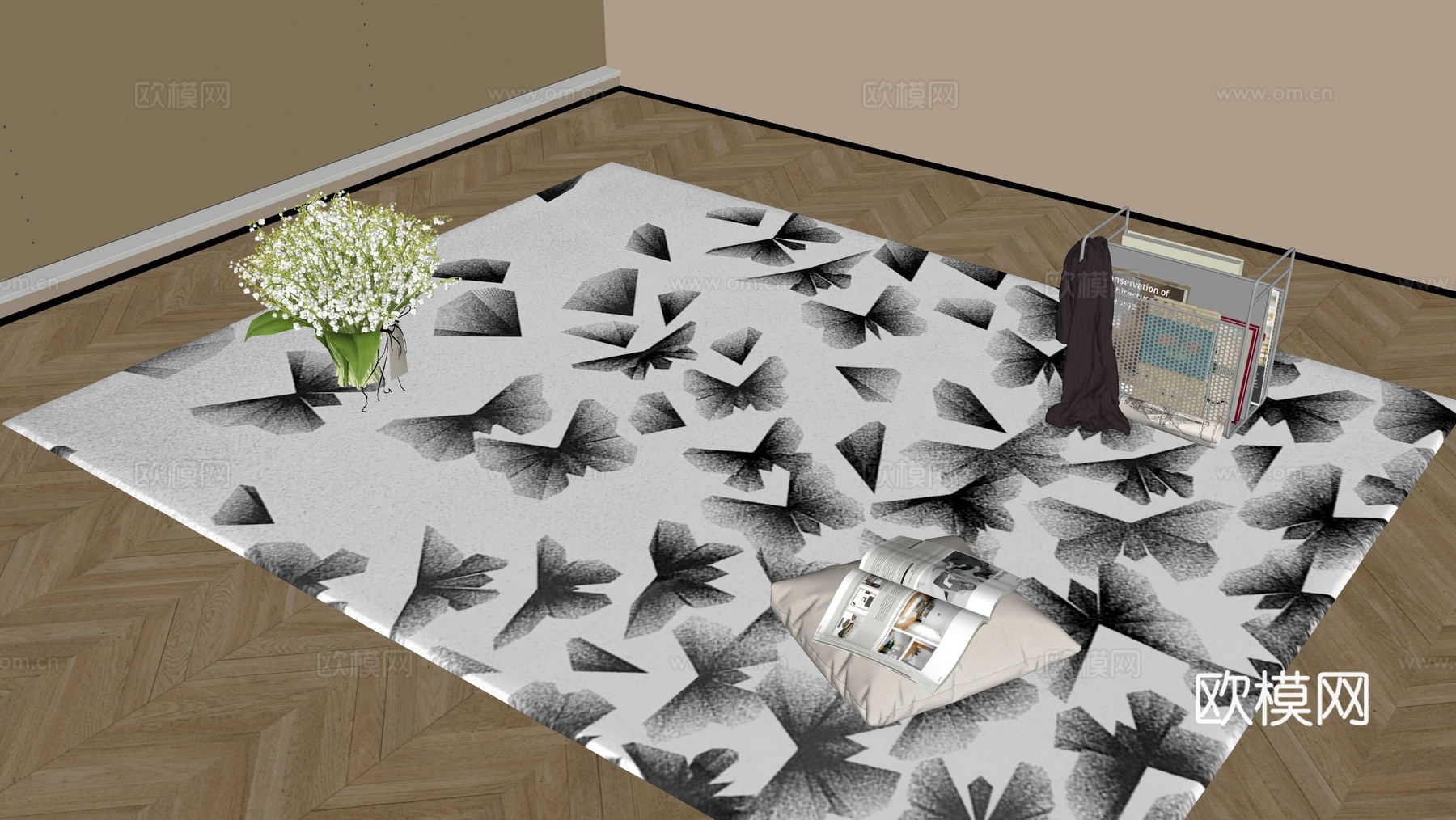 现代地毯su模型下载（渲染图1）