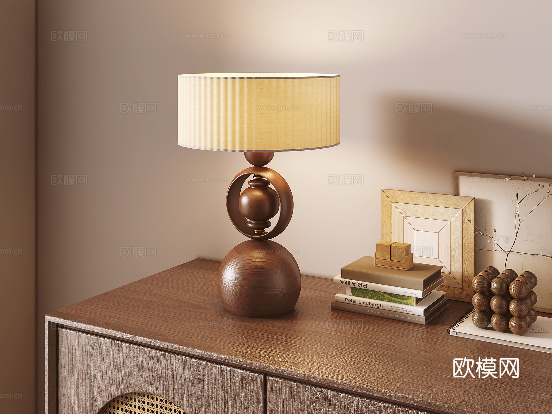 中古风台灯su模型下载（渲染图2）