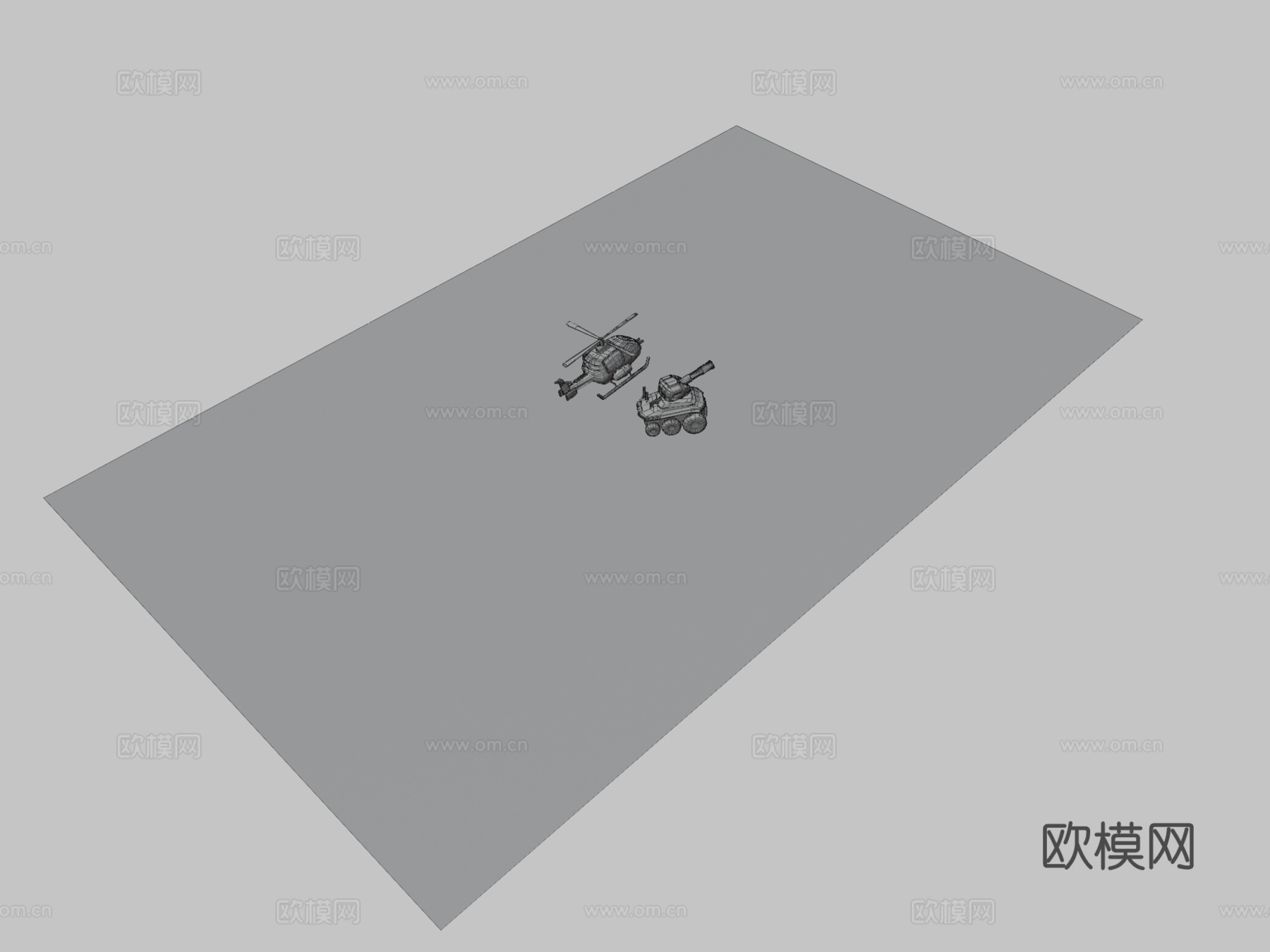 坦克和直升机su模型下载（渲染图3）