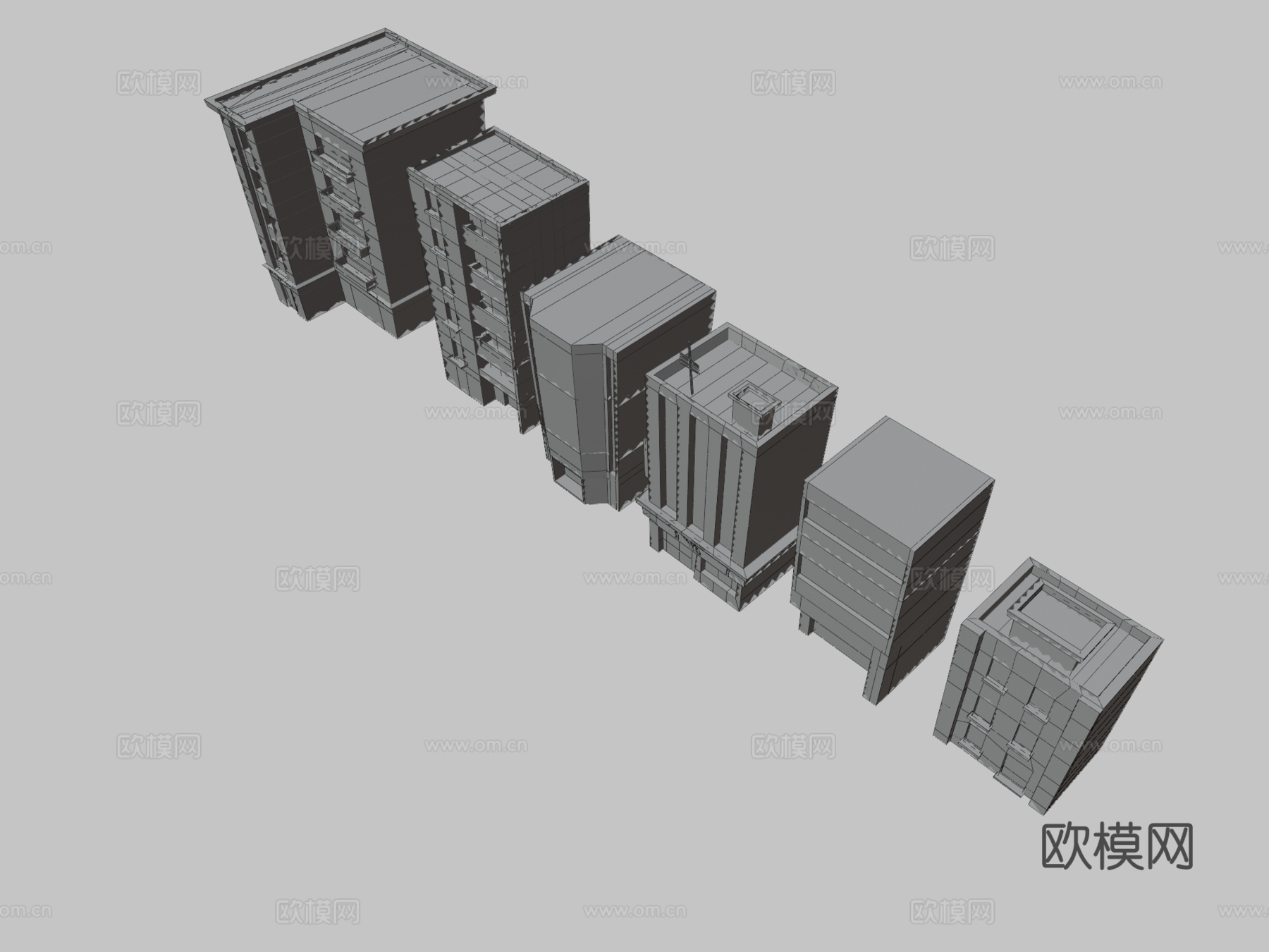 城市街道建筑su模型