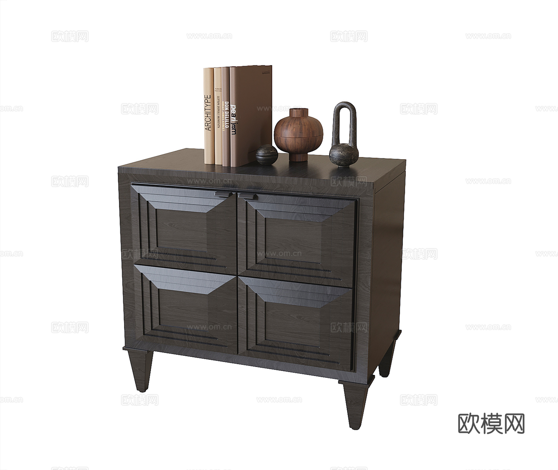 法式床头柜su模型下载（渲染图2）