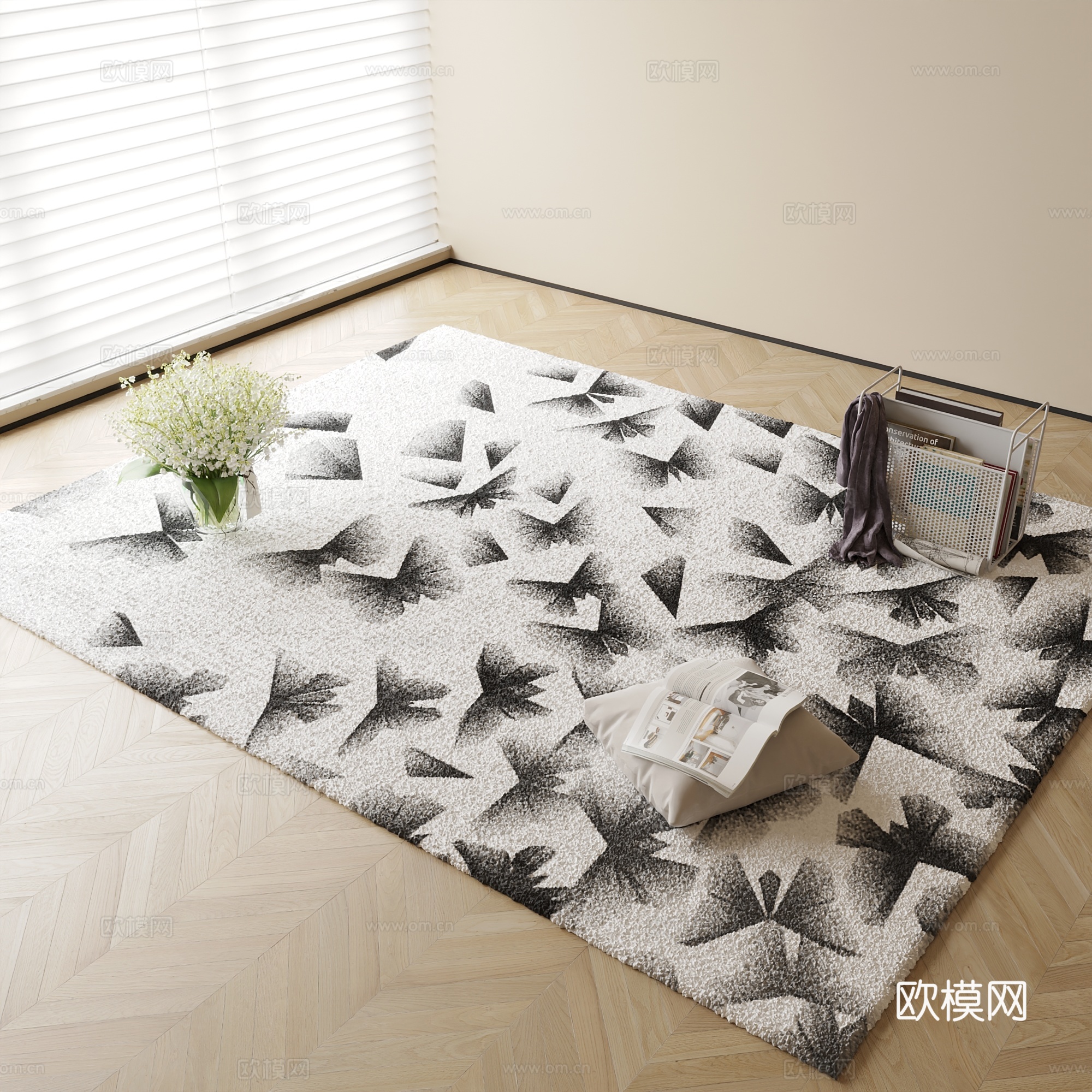 现代地毯su模型下载（渲染图2）