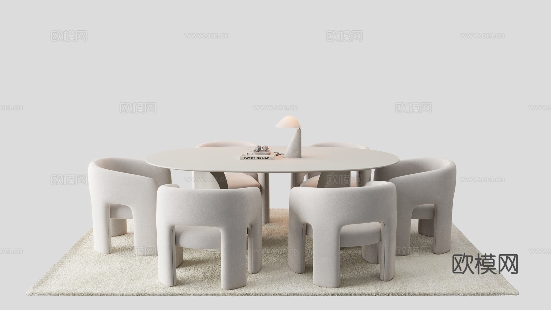 现代餐桌椅 白色餐桌3d模型下载