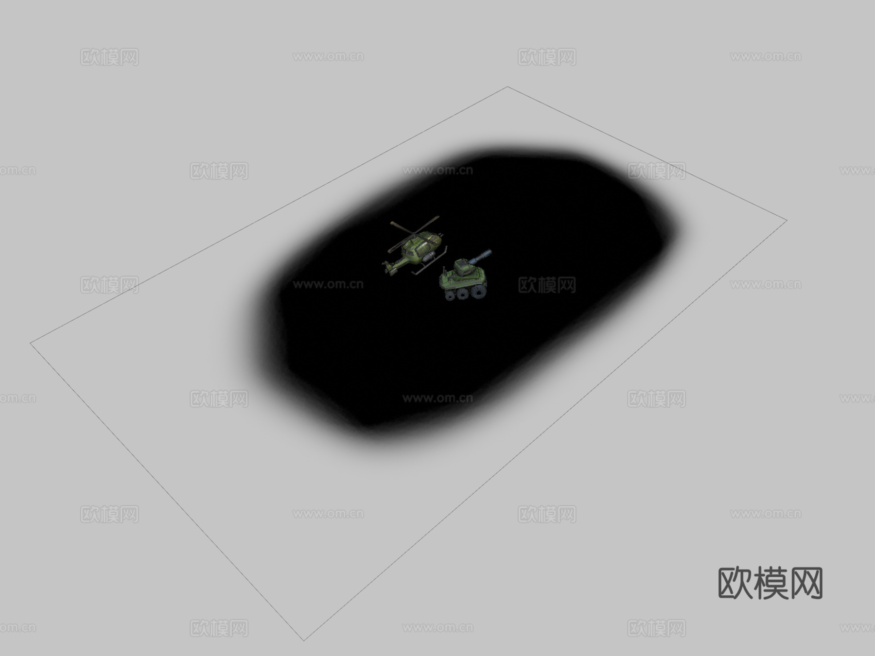 坦克和直升机su模型下载（渲染图1）
