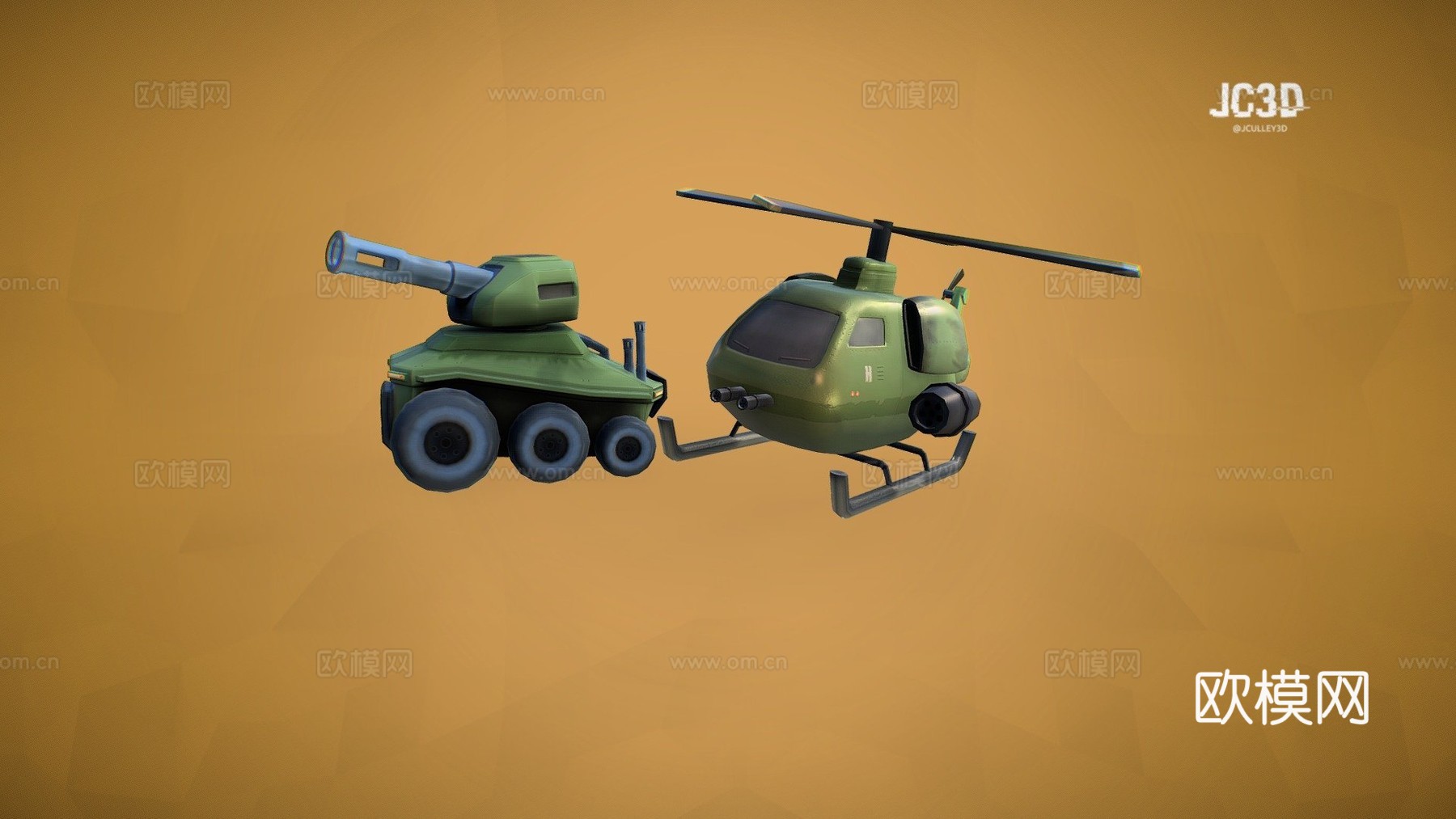 坦克和直升机su模型下载（渲染图2）