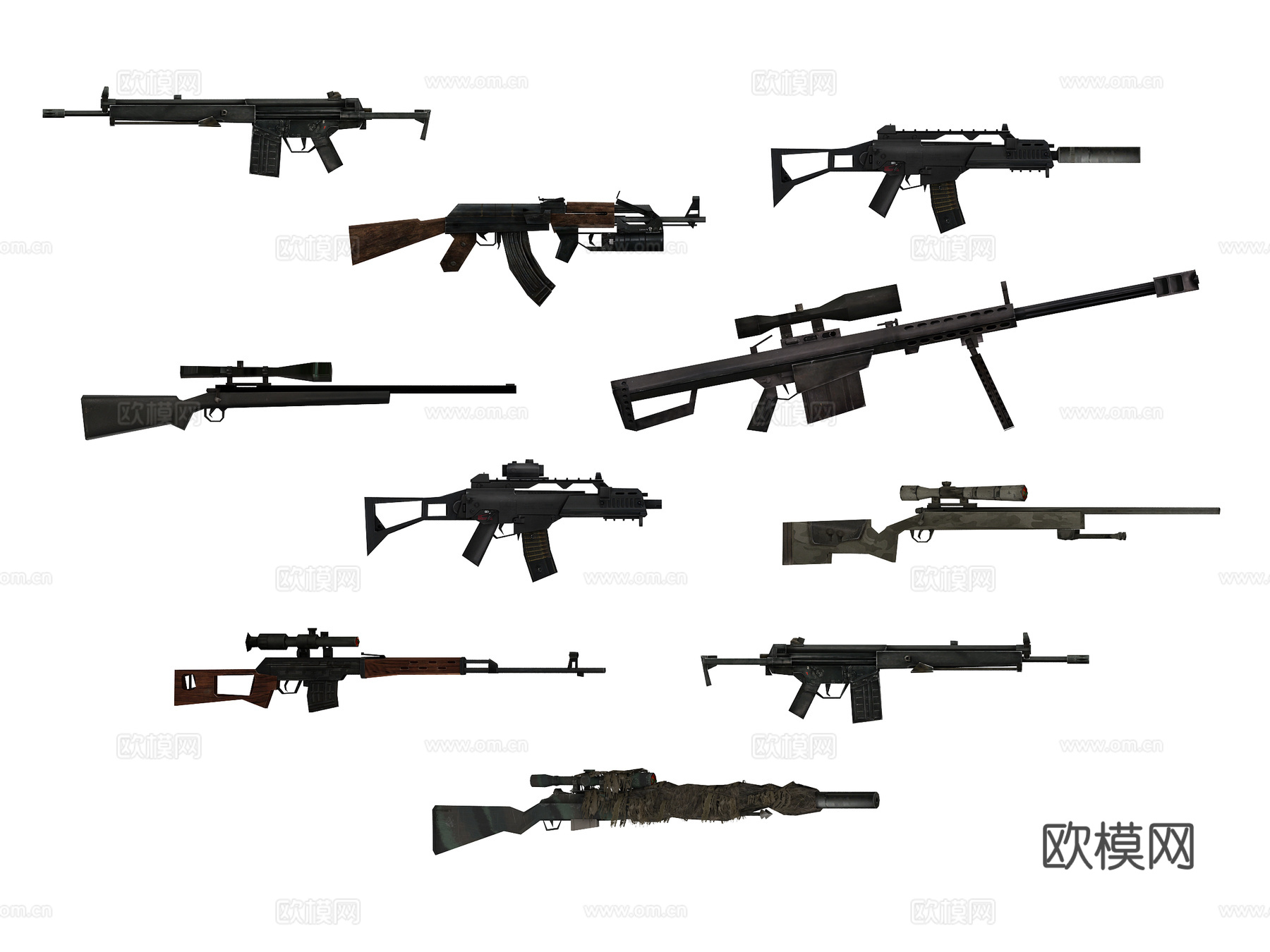 武器 兵器 手枪 冲锋枪 狙击枪su模型下载（渲染图1）
