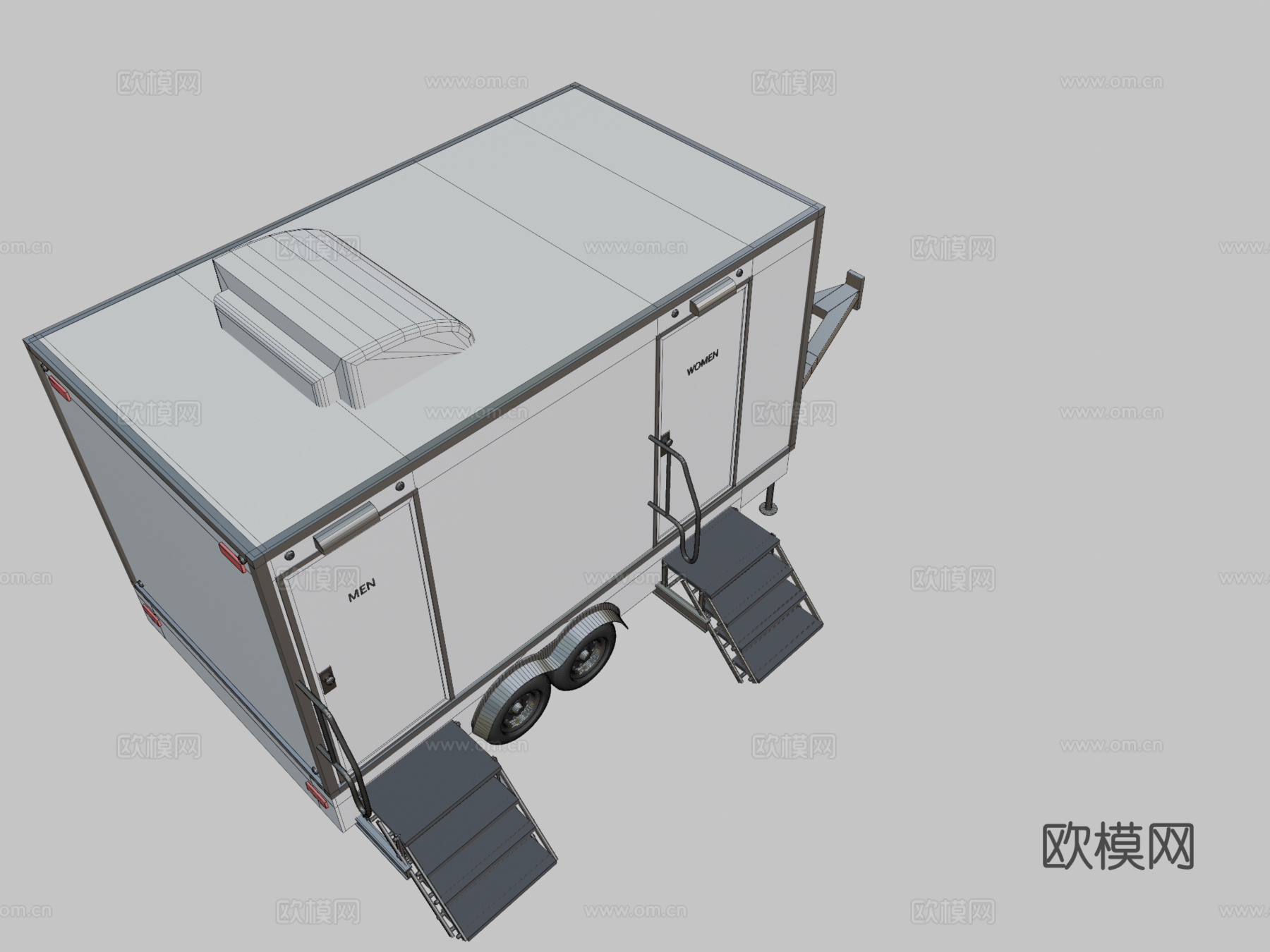 便携式洗手间拖车su模型