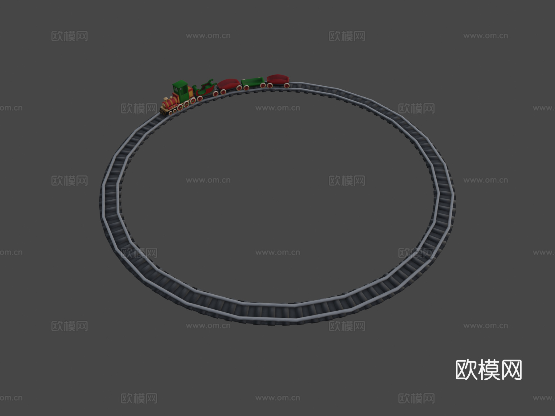 圆形铁路玩具火车su模型
