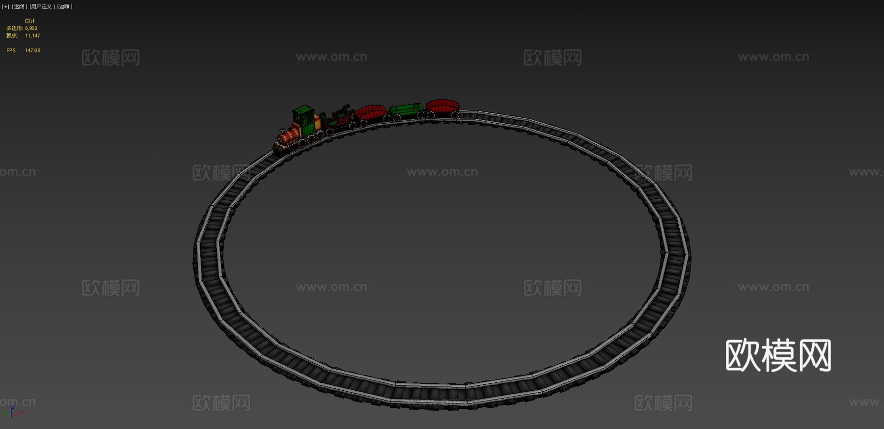 圆形铁路玩具火车su模型