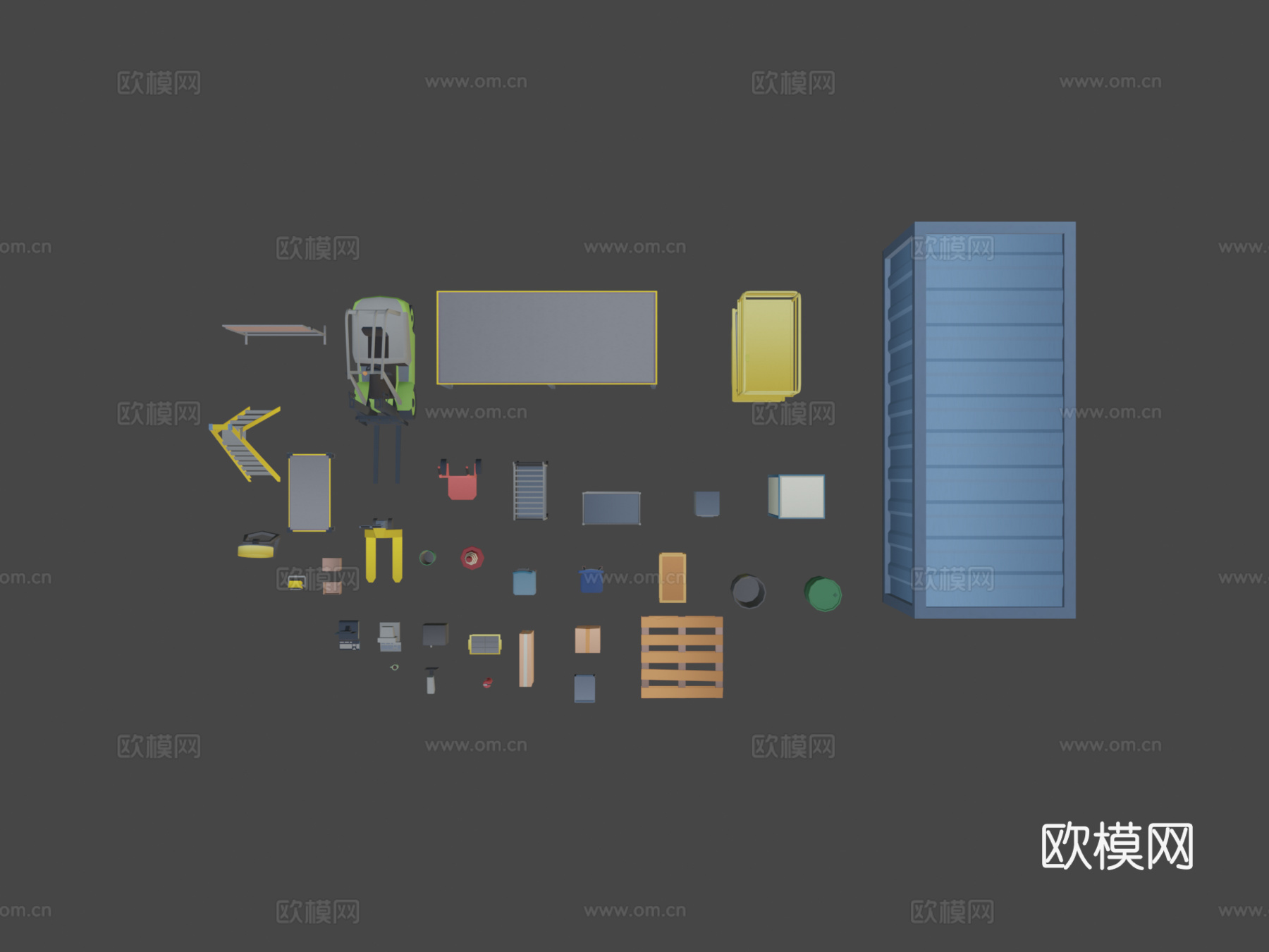 拖车 集装箱 爬梯su模型下载（渲染图7）