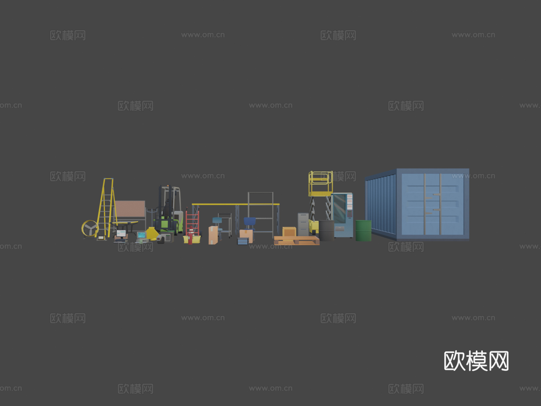 拖车 集装箱 爬梯su模型下载（渲染图5）