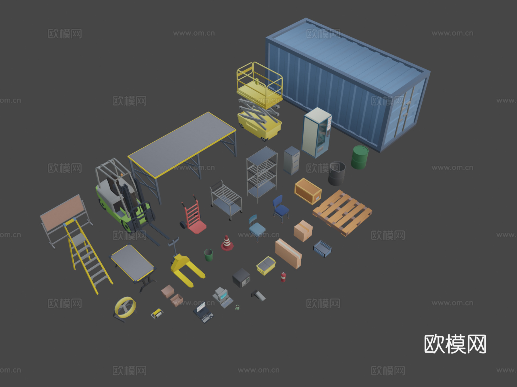 拖车 集装箱 爬梯su模型下载（渲染图8）