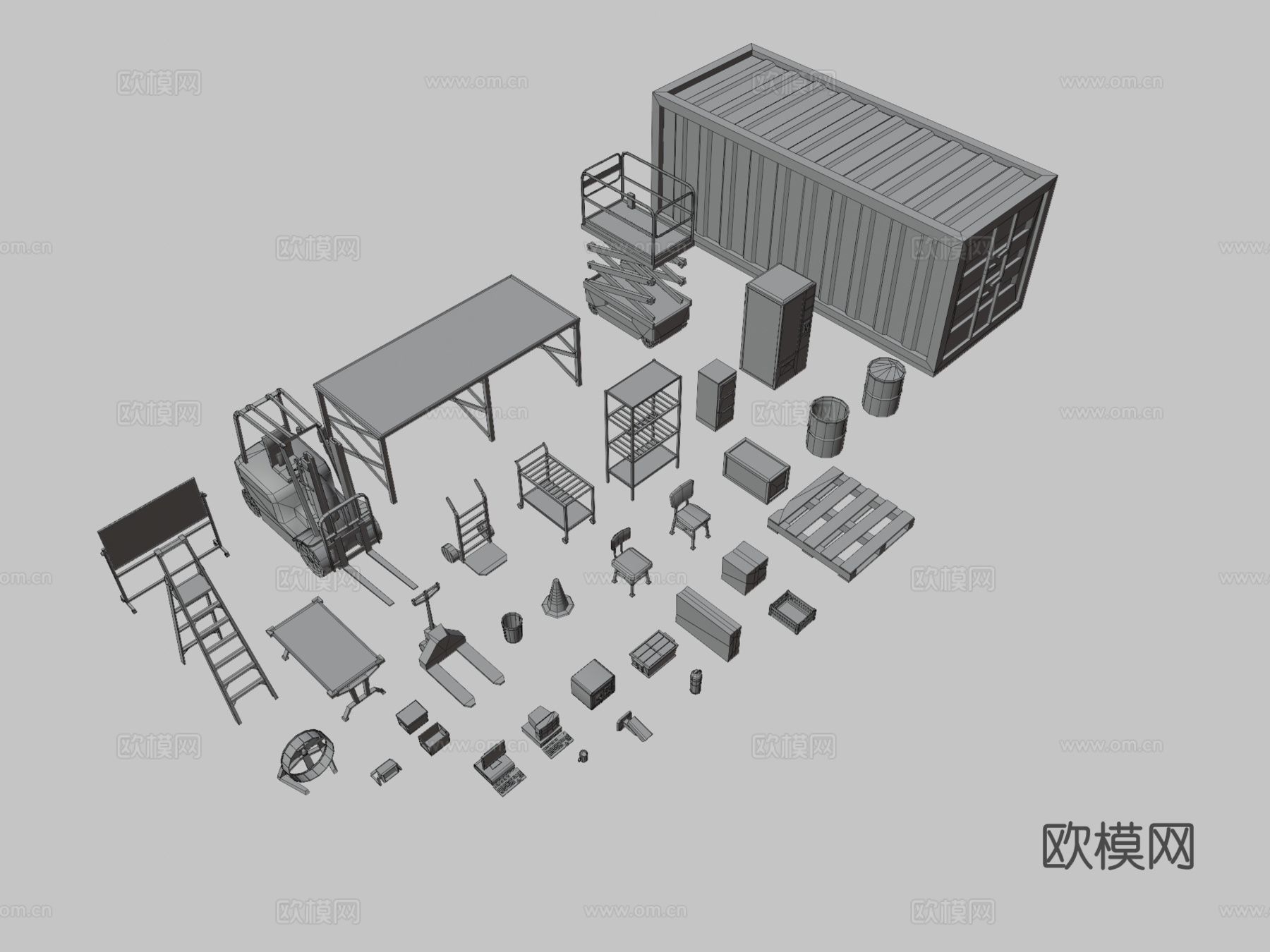 拖车 集装箱 爬梯su模型下载（渲染图3）