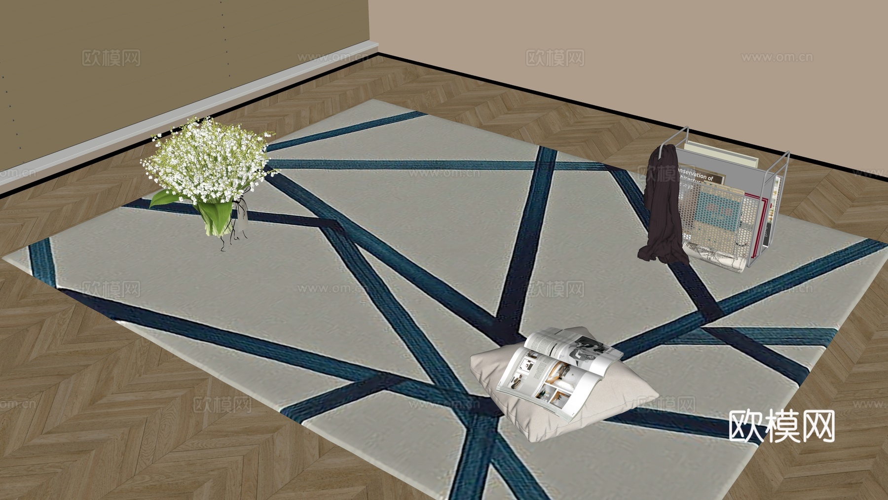 现代地毯su模型下载（渲染图1）