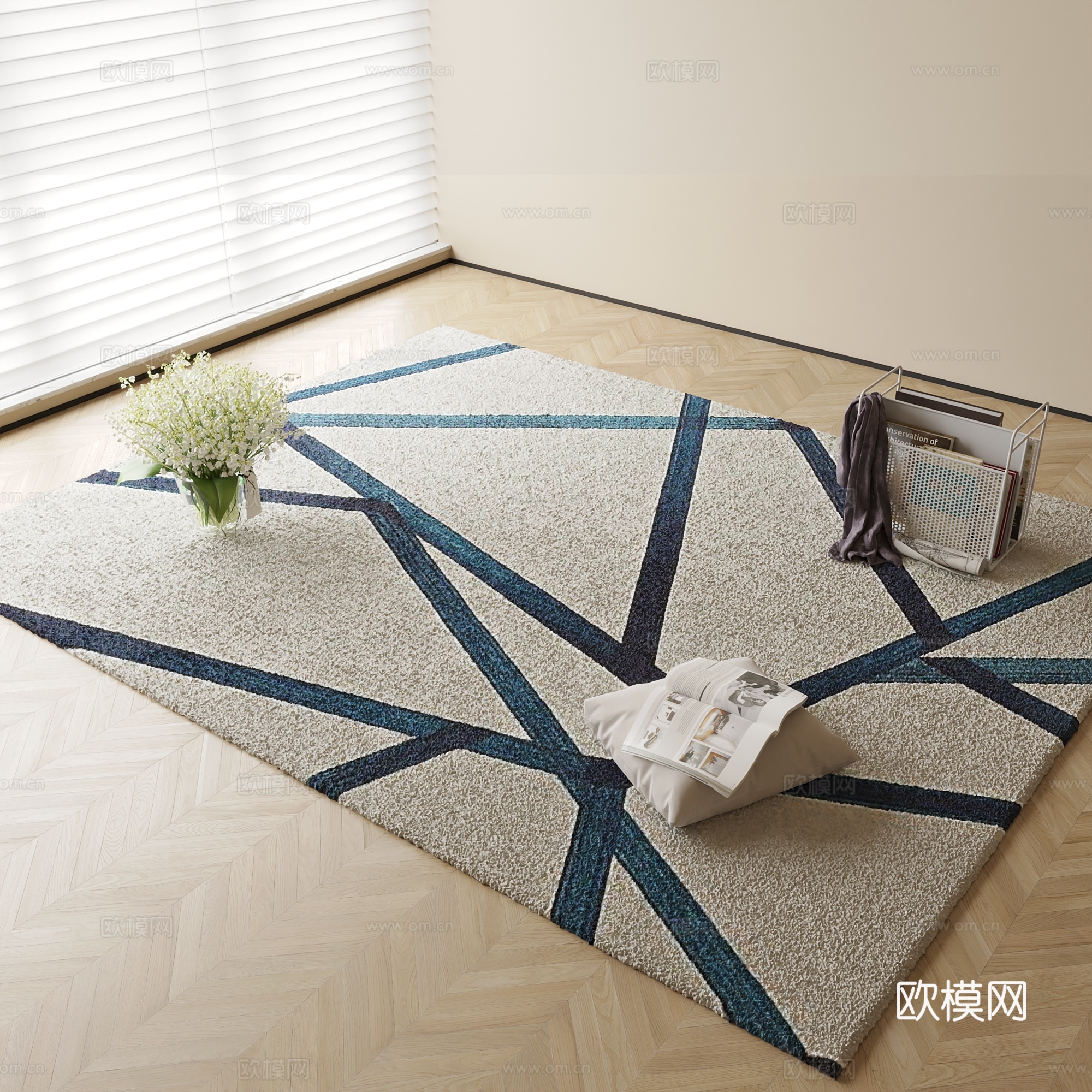 现代地毯su模型下载（渲染图2）