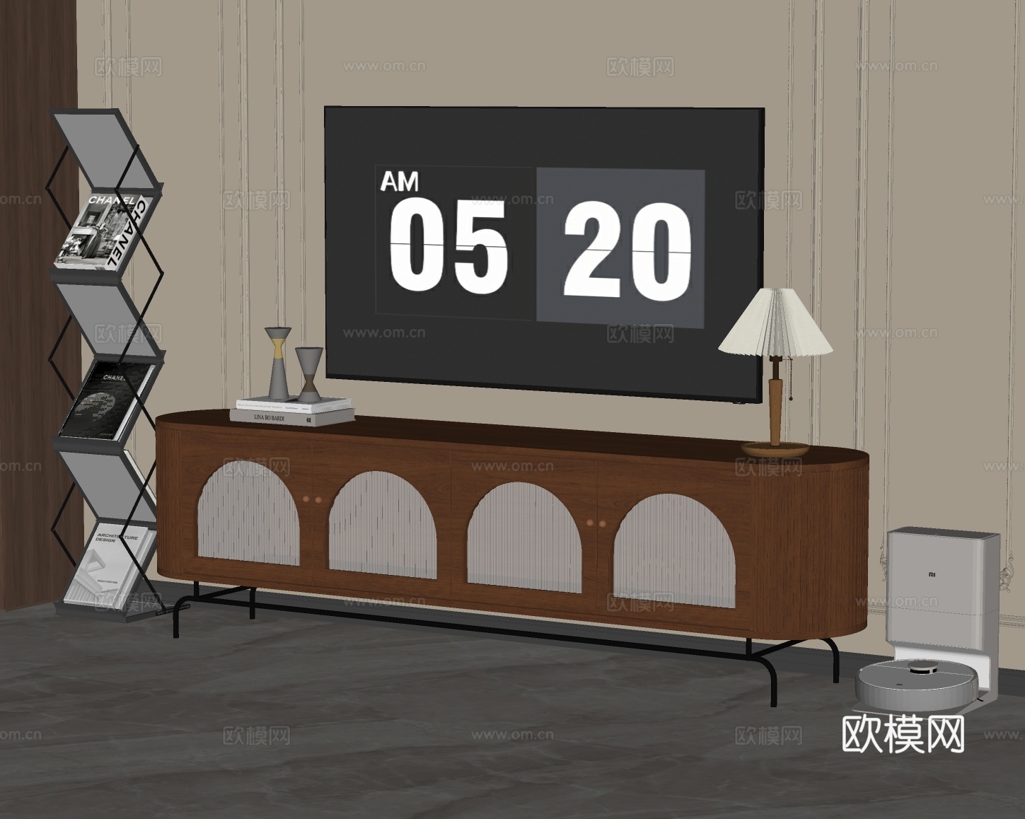 法式电视柜su模型下载（渲染图1）