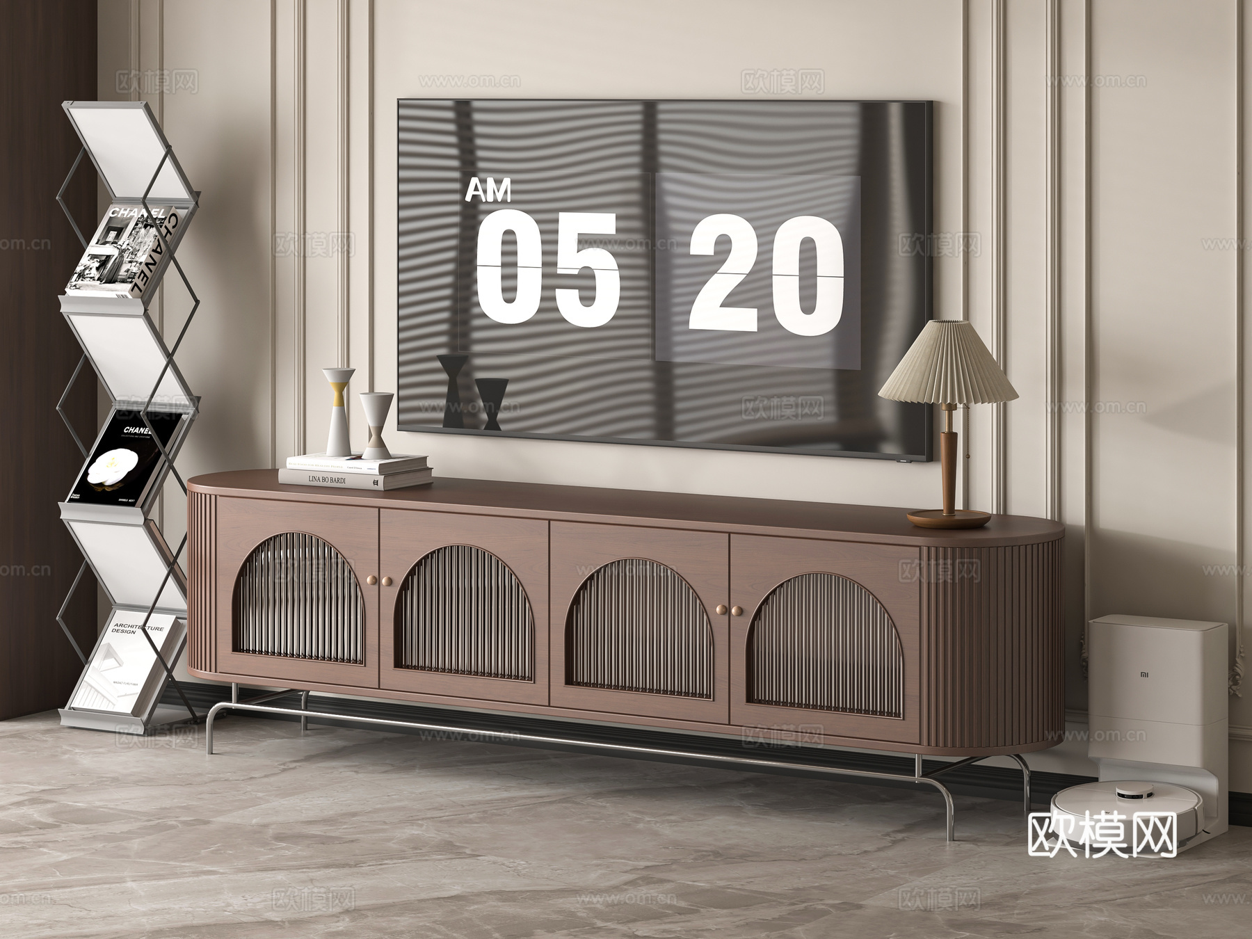 法式电视柜su模型下载（渲染图2）