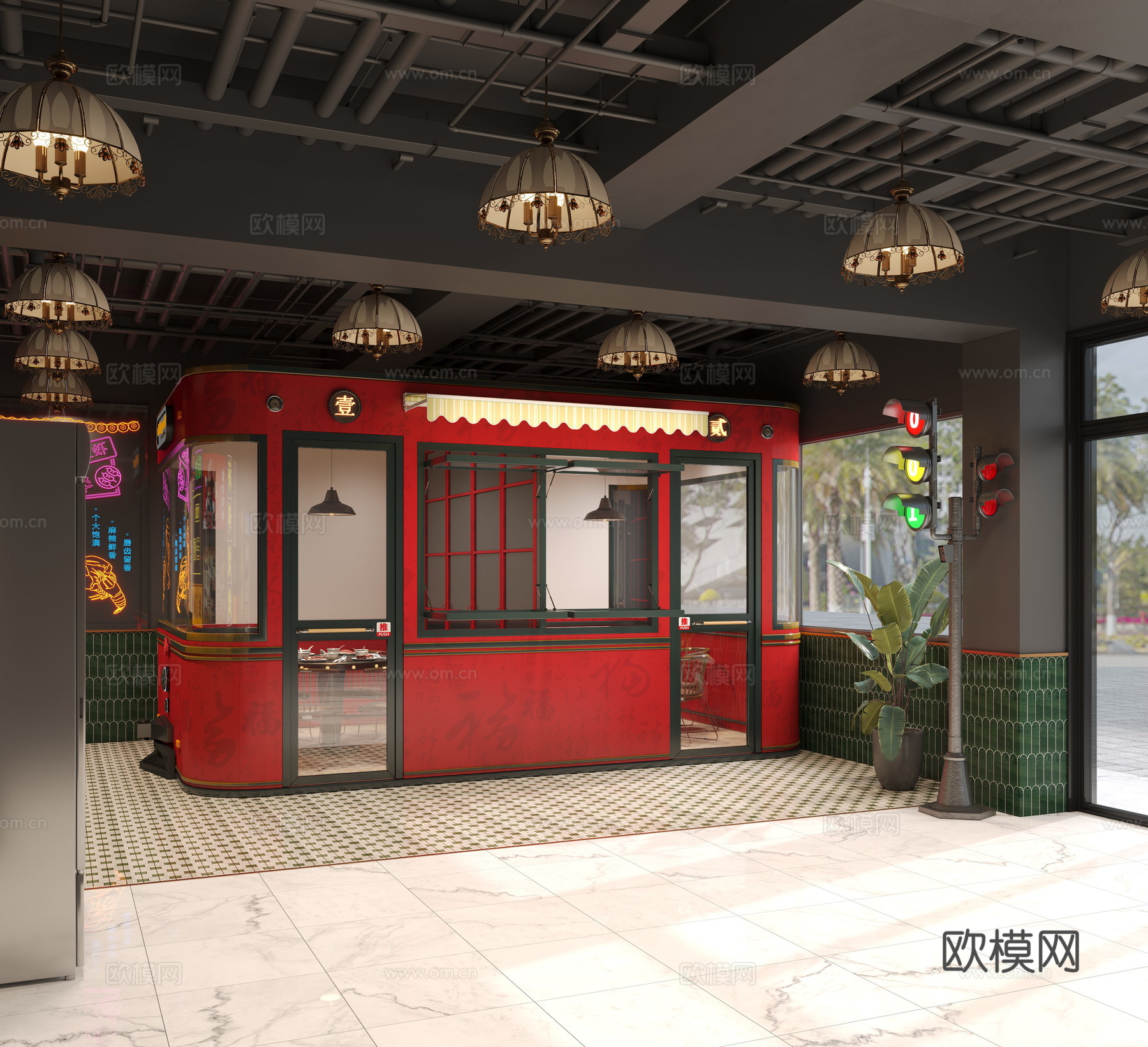 工业风烧烤店 烤肉店3d模型