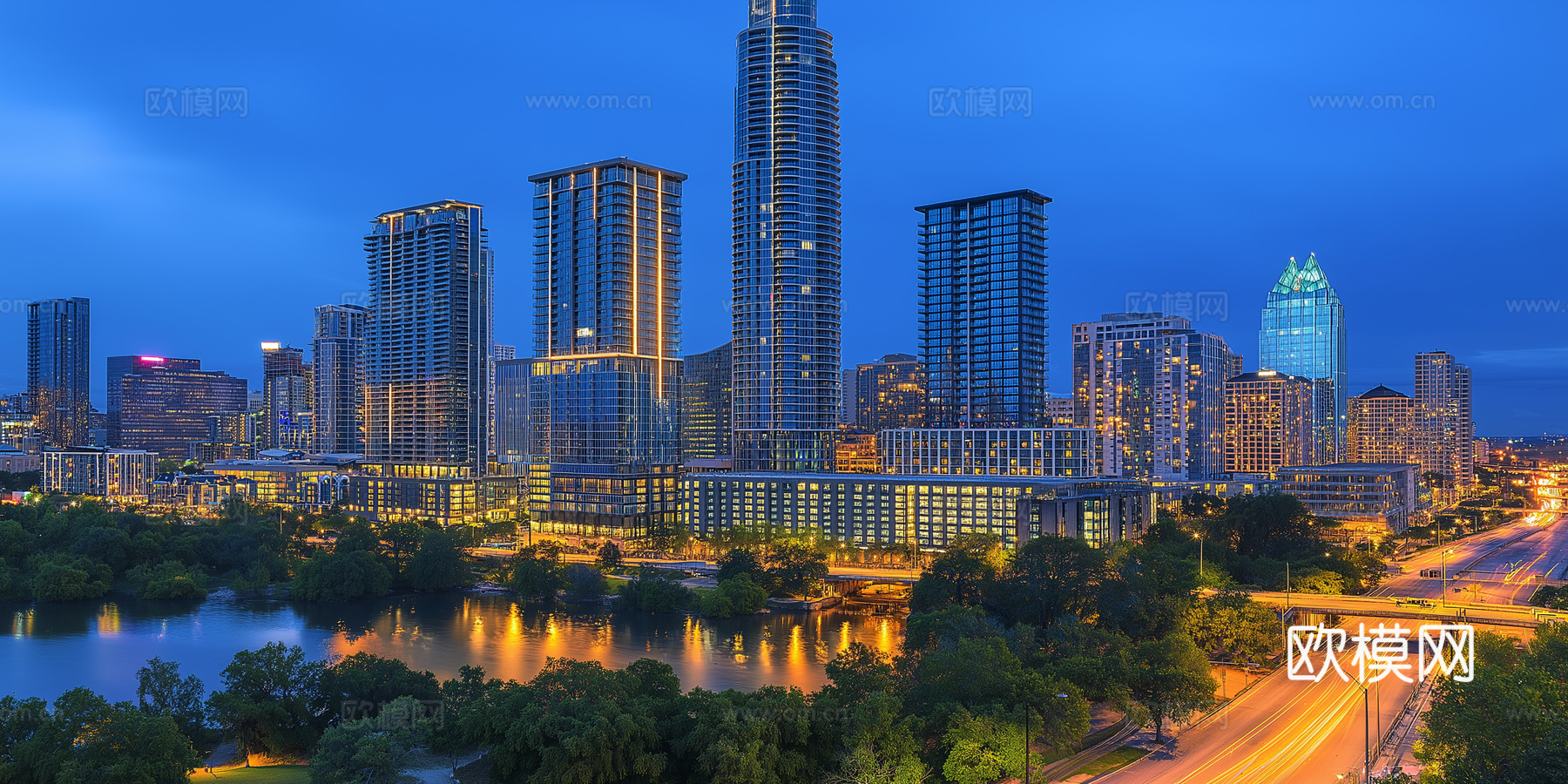 高清城市傍晚夜景下载
