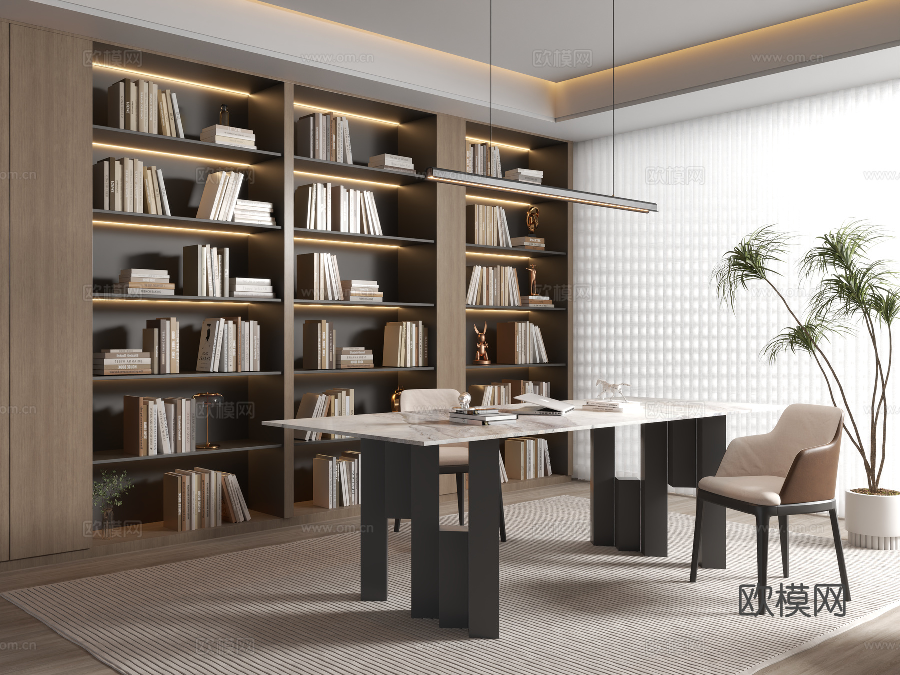 意式书房3d模型下载