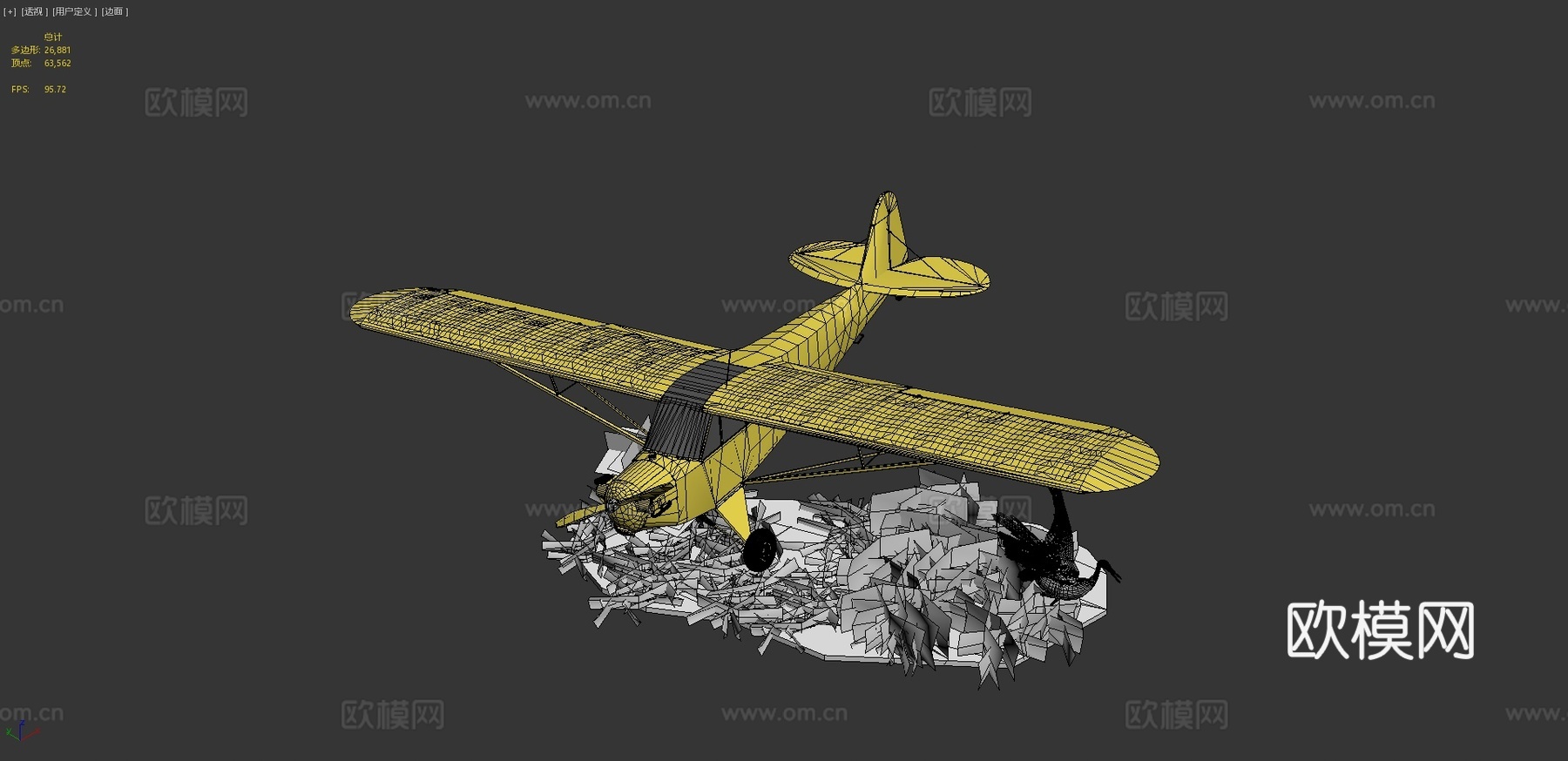 老式飞机 直升机3d模型