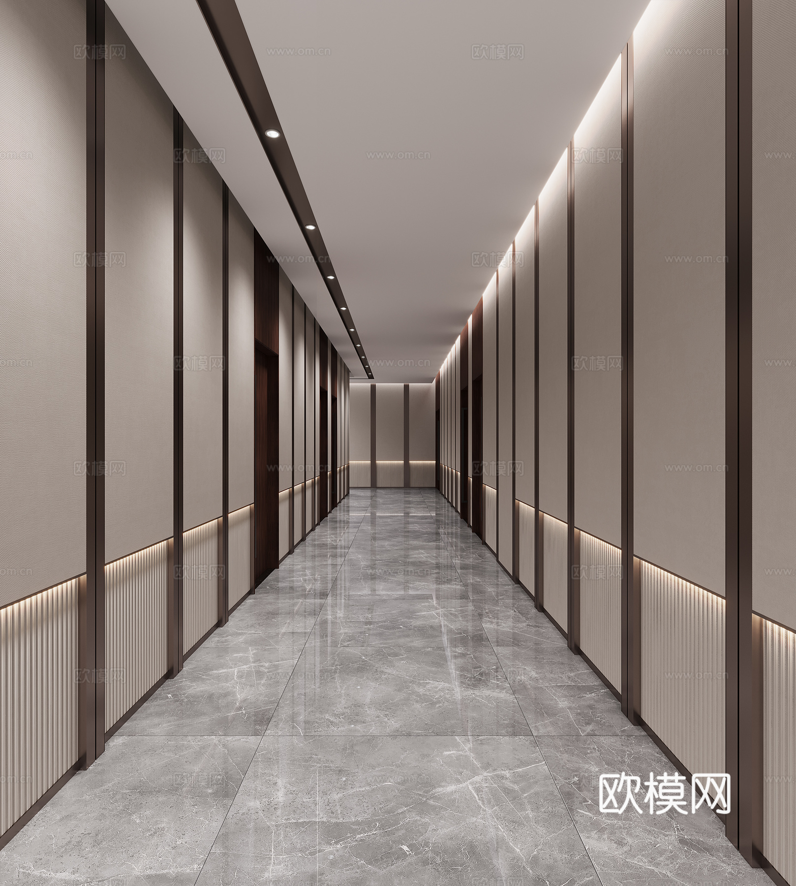 新中式 办公室走廊 过道3d模型下载