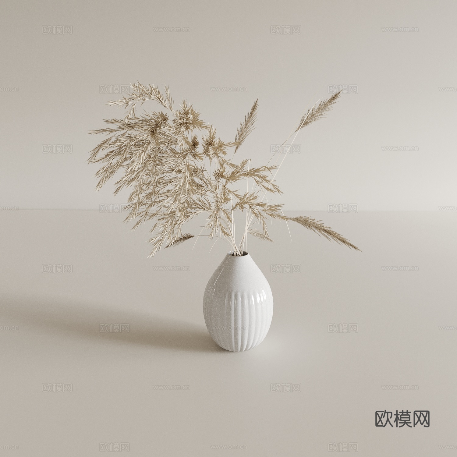 侘寂风 芦苇花瓶 花艺 干枝3d模型