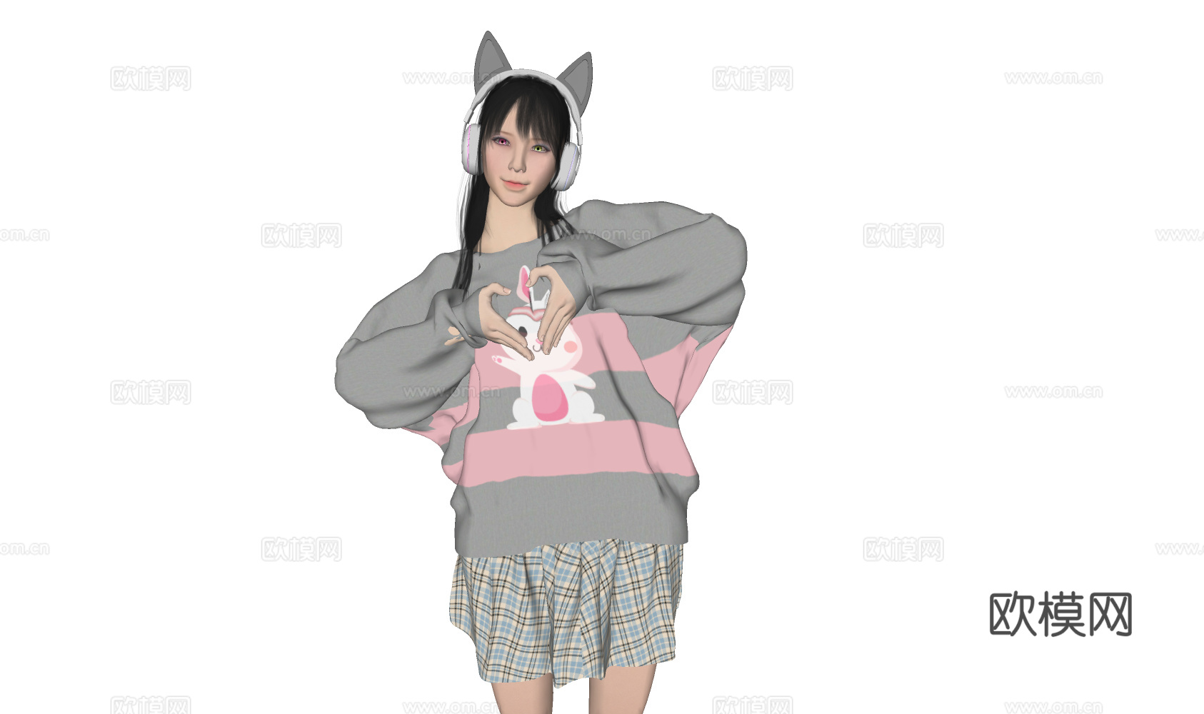 现代气质美女 可爱女孩 站姿美女 女人 人物su模型下载（渲染图1）