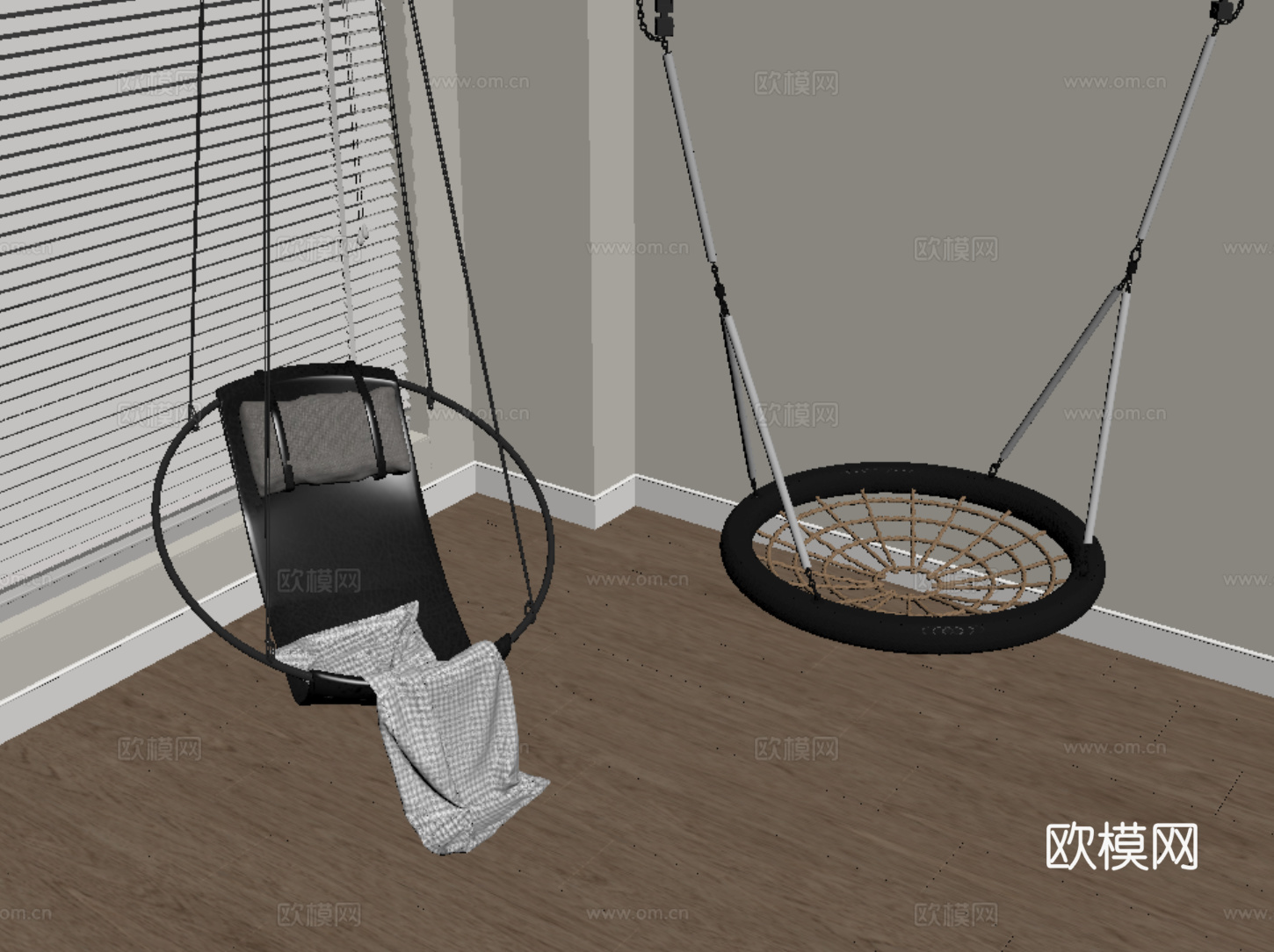 现代阳台吊椅 吊篮 秋千吊椅su模型下载（渲染图1）