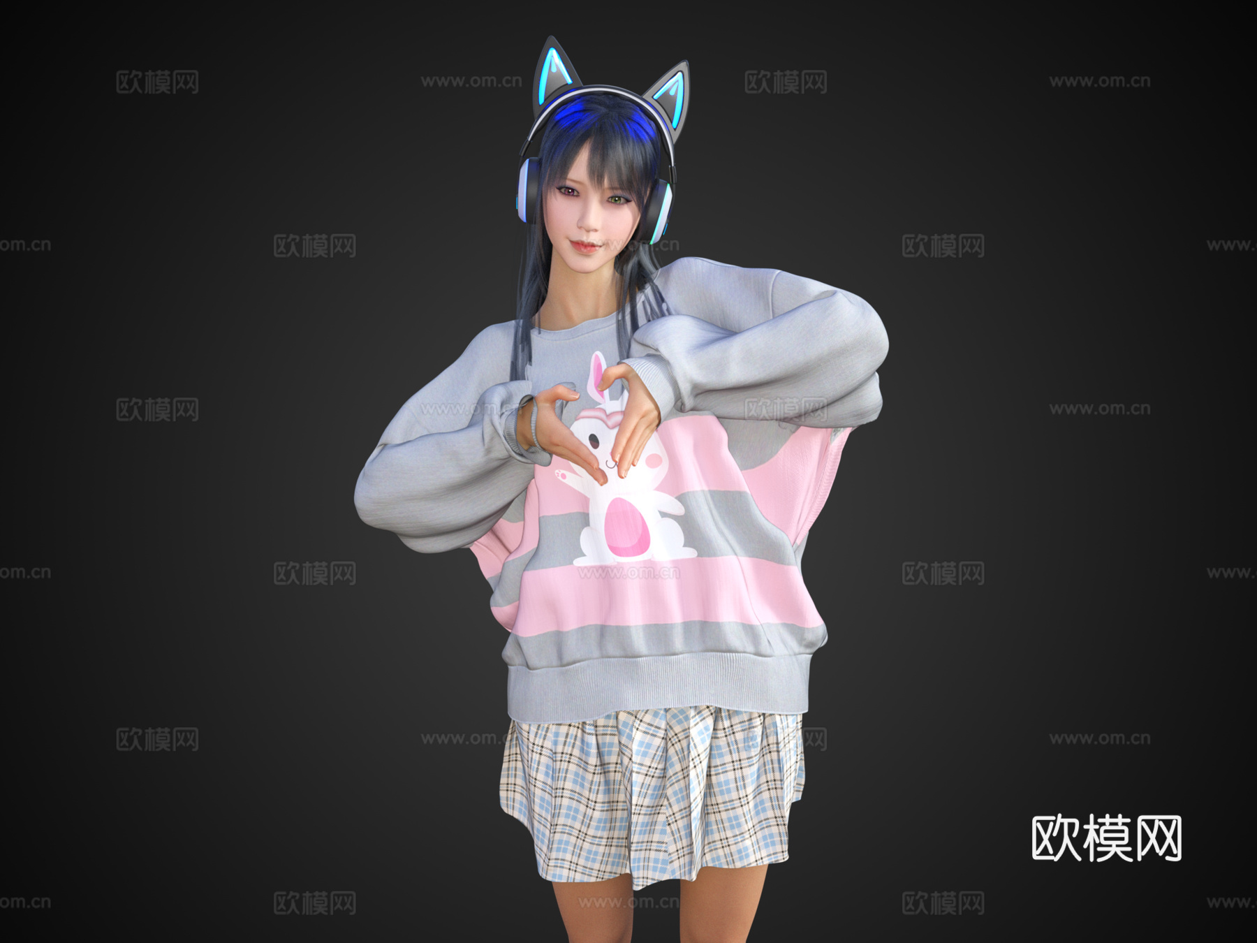 现代气质美女 可爱女孩 站姿美女 女人 人物su模型下载（渲染图2）