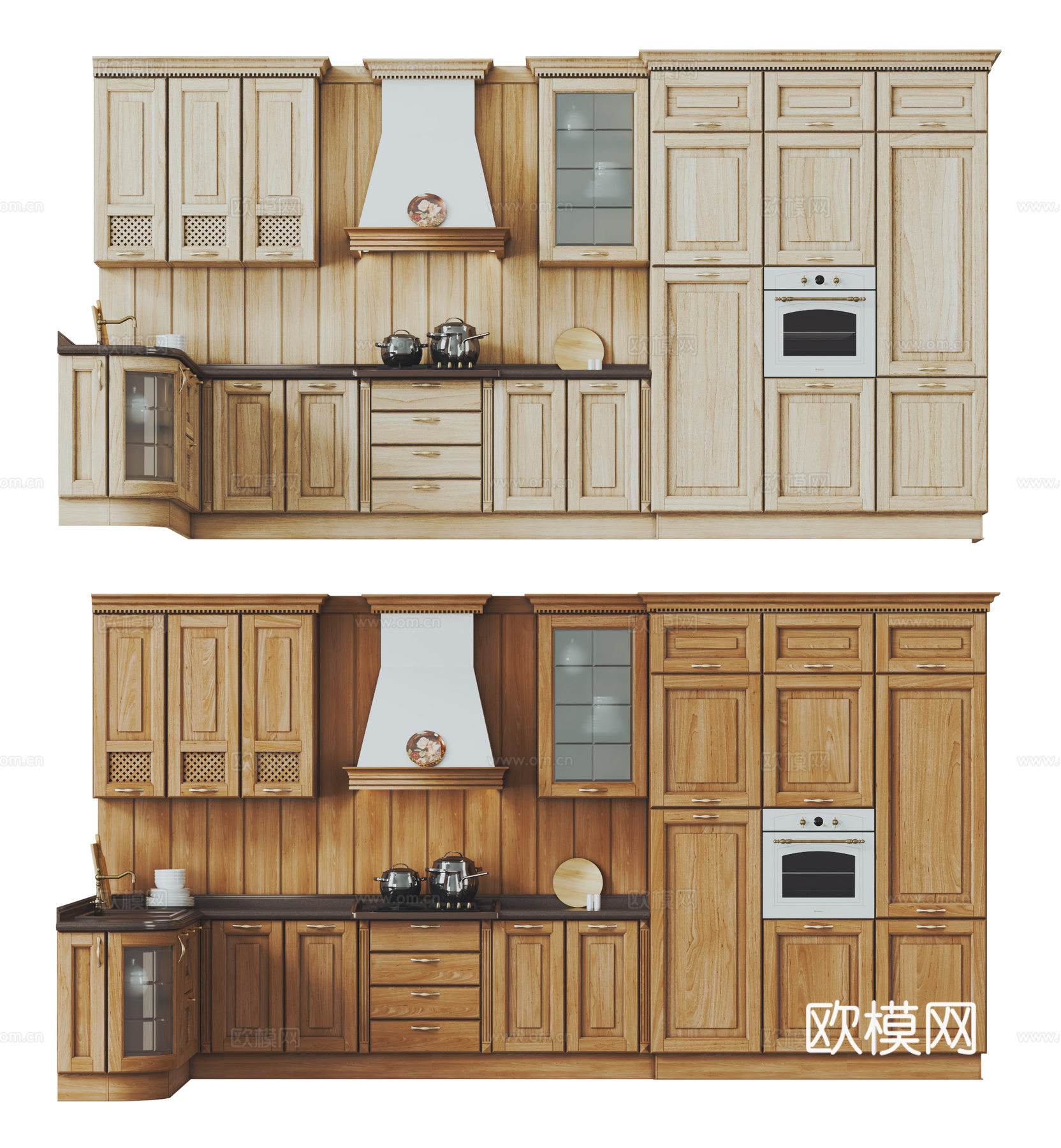 美式橱柜3d模型下载