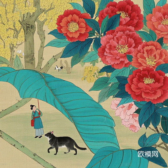 宋式风挂画 装饰画 背景画下载
